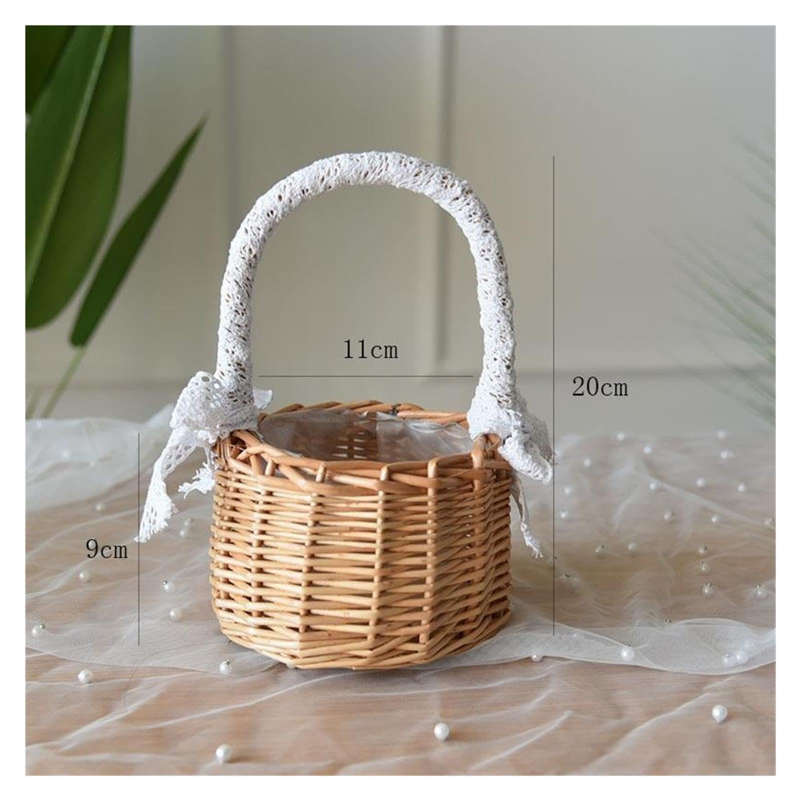 1pcs Rattan Portable Woven Flower Basket Per Matrimoni