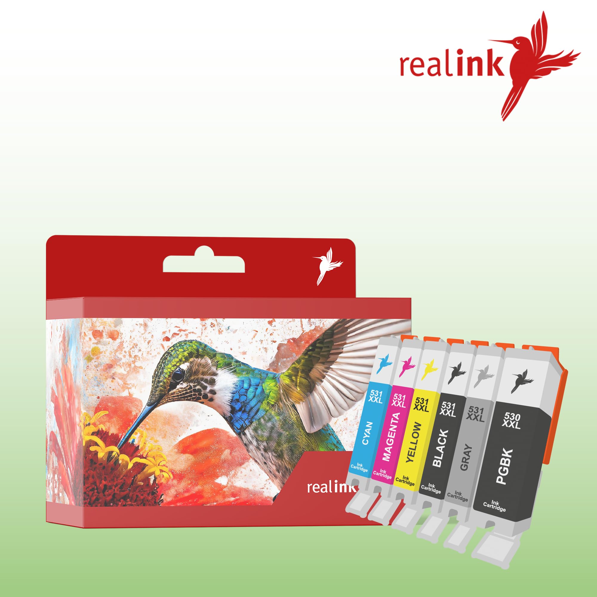 realink Set aus Multifunktionsdrucker TS8750 (Drucker, Scanner, Kopierer) inklusive 12 Druckerpatronen kompatibel für Canon TS8750