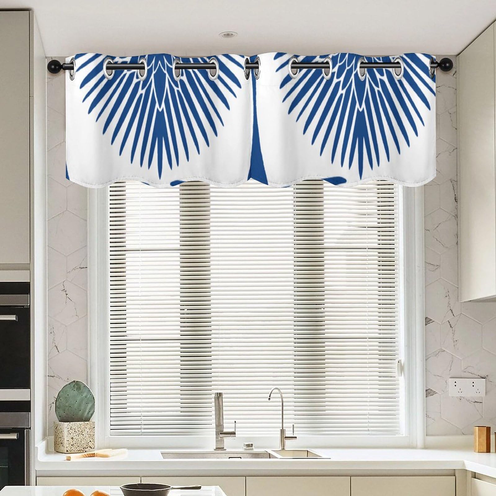 Rideau cygnes bleus asiatiques pour décorer une salle de bain ou un salon