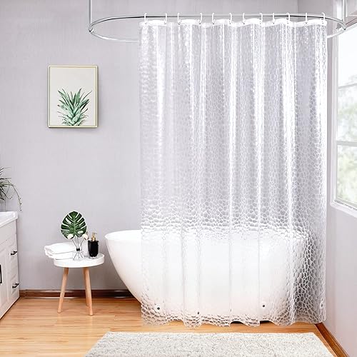 Miniatura 6 de AooHome Cortina de ducha de 48 x 72 pulgadas, cortina de ducha estrecha de cubo de agua EVA 3D, forro de ducha repelente al agua, resistente,