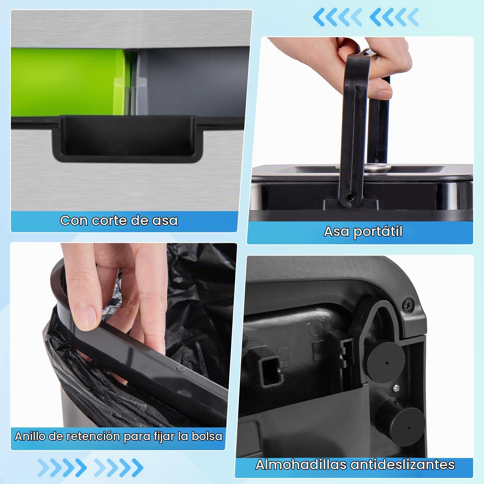 GIANTEX Cubo de Basura de Acero Inoxidable de 72 L, Bote de Basura con Sensor de Movimiento con Tapa de Cierre Suave, Cubos Interior Extraíbles, Clasificación de Basuras, para Cocina