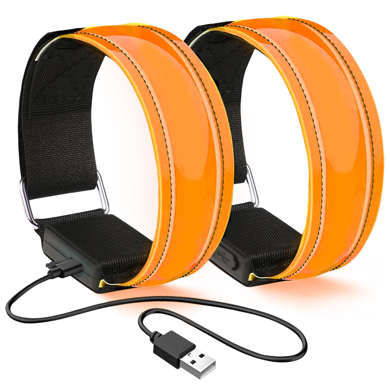 flintronic 2PCS Rechargeable LED Armband Flashing Reflective Running Lights Safety Sport Armband USB Rechargeable Unisex for Night Running, Jogging, Outdoor Sports, Climing — image 1