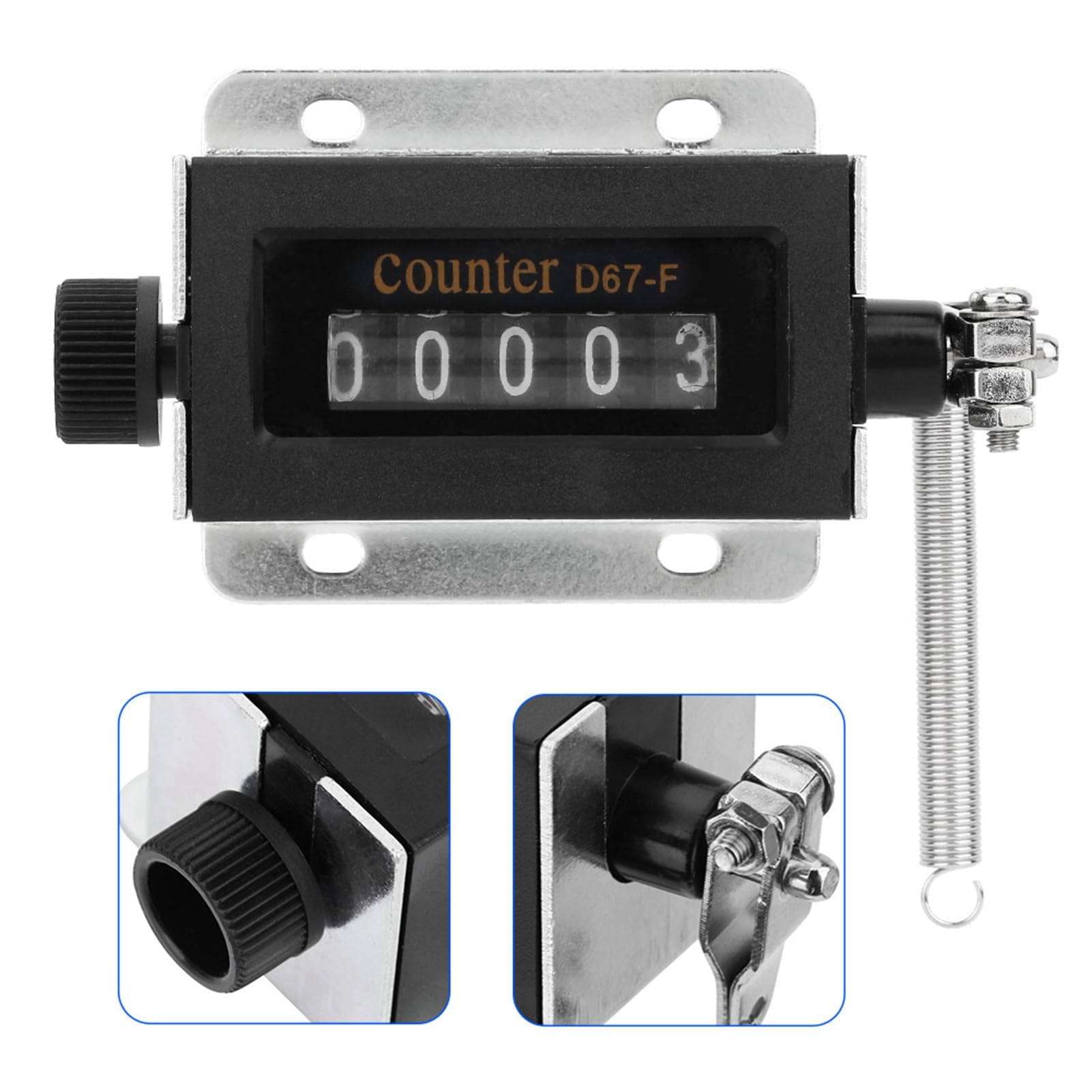 Contatore Meccanico Manuale a 5 Cifre, Tipo Pull, 0-99999, Azzerabile, per Conteggio Industriale, Fissaggio a Vite, Modello D67F