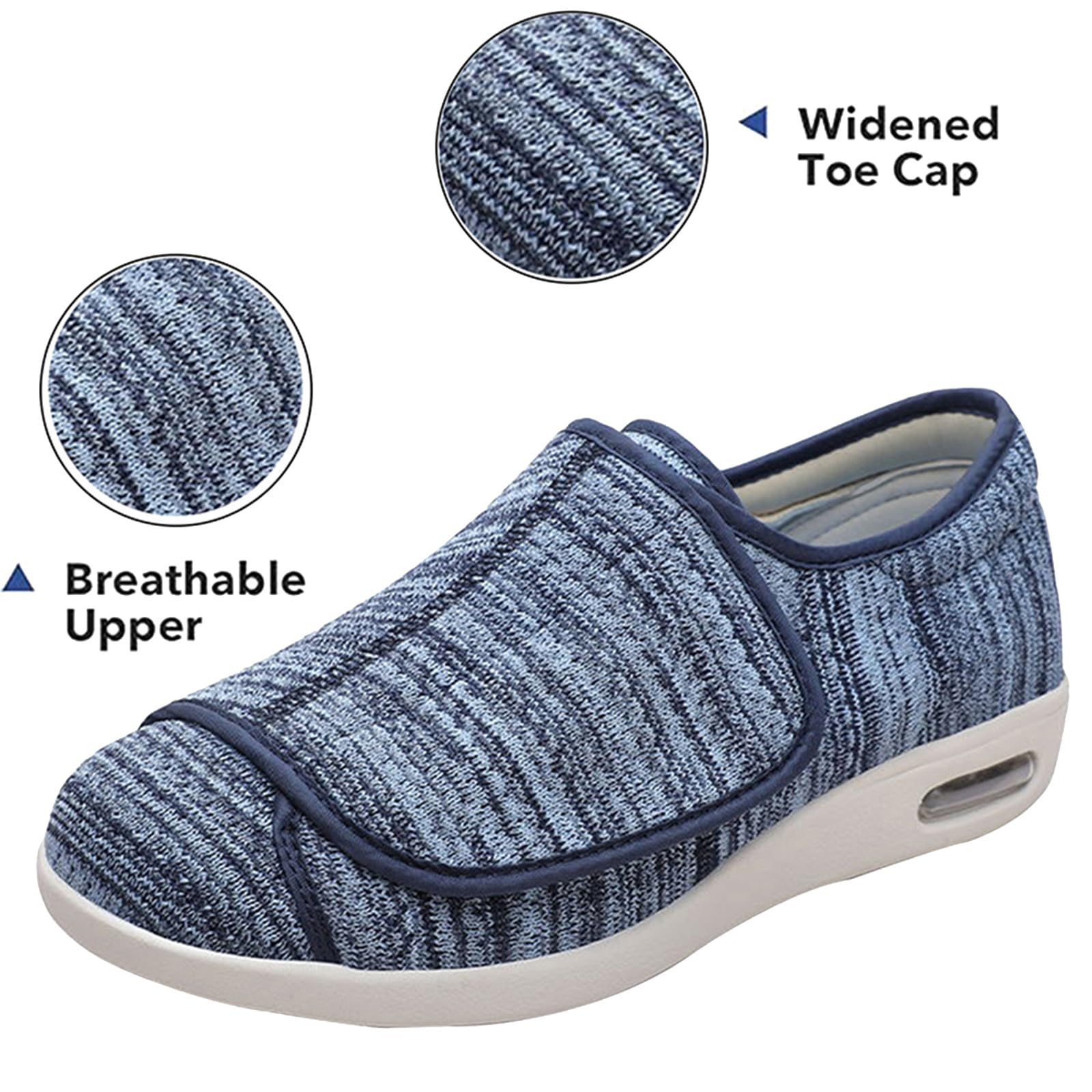 Scarpe per Diabetici Uomo,Larghe per Piedi Gonfi Scarpe da Passeggio Regolabili per La Neuropatia Dolorosa dei Piedi degli Anziani.Light Blue 50