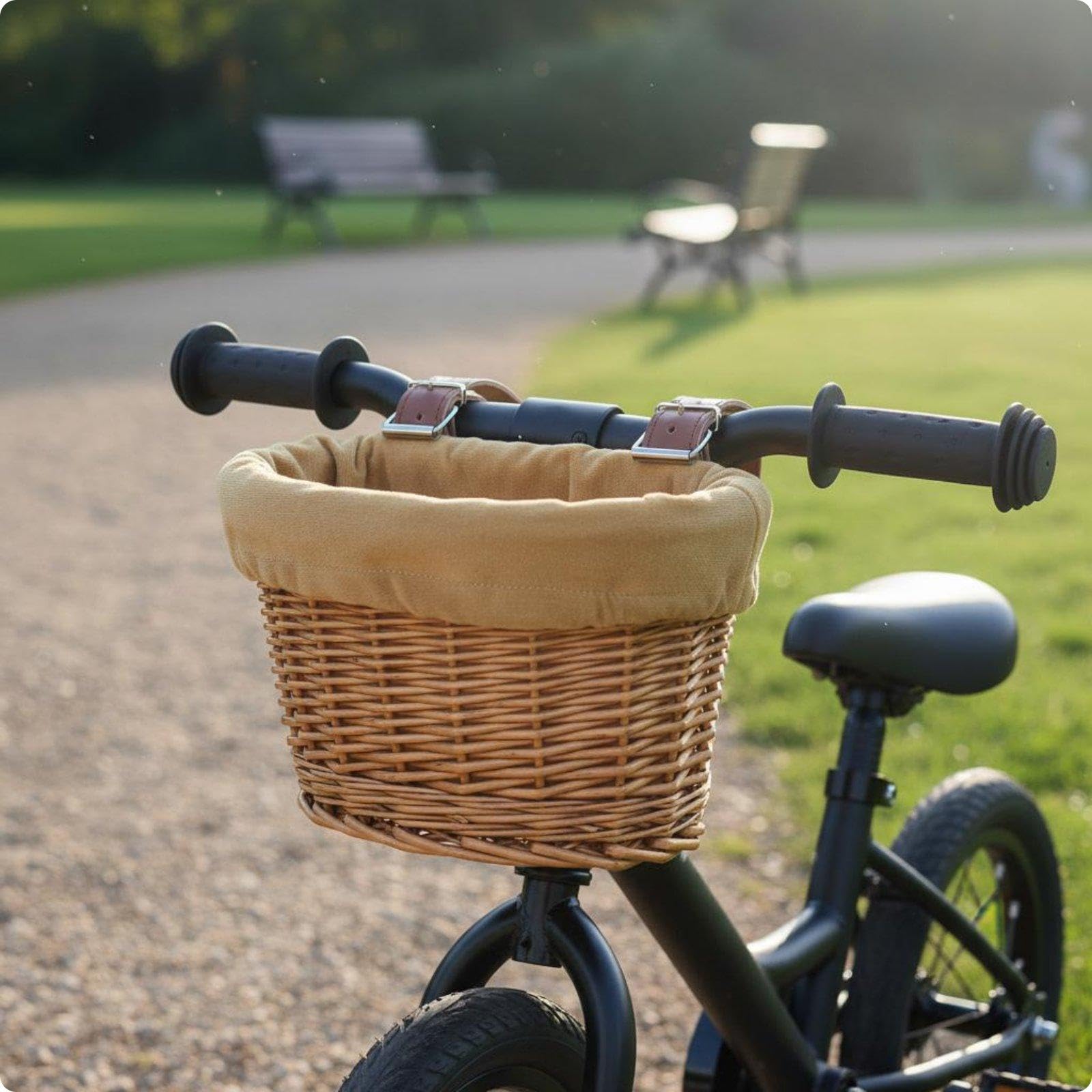 Small Front Wicker Basket Handwoven Children Bike Basket Hand Woven-image-12