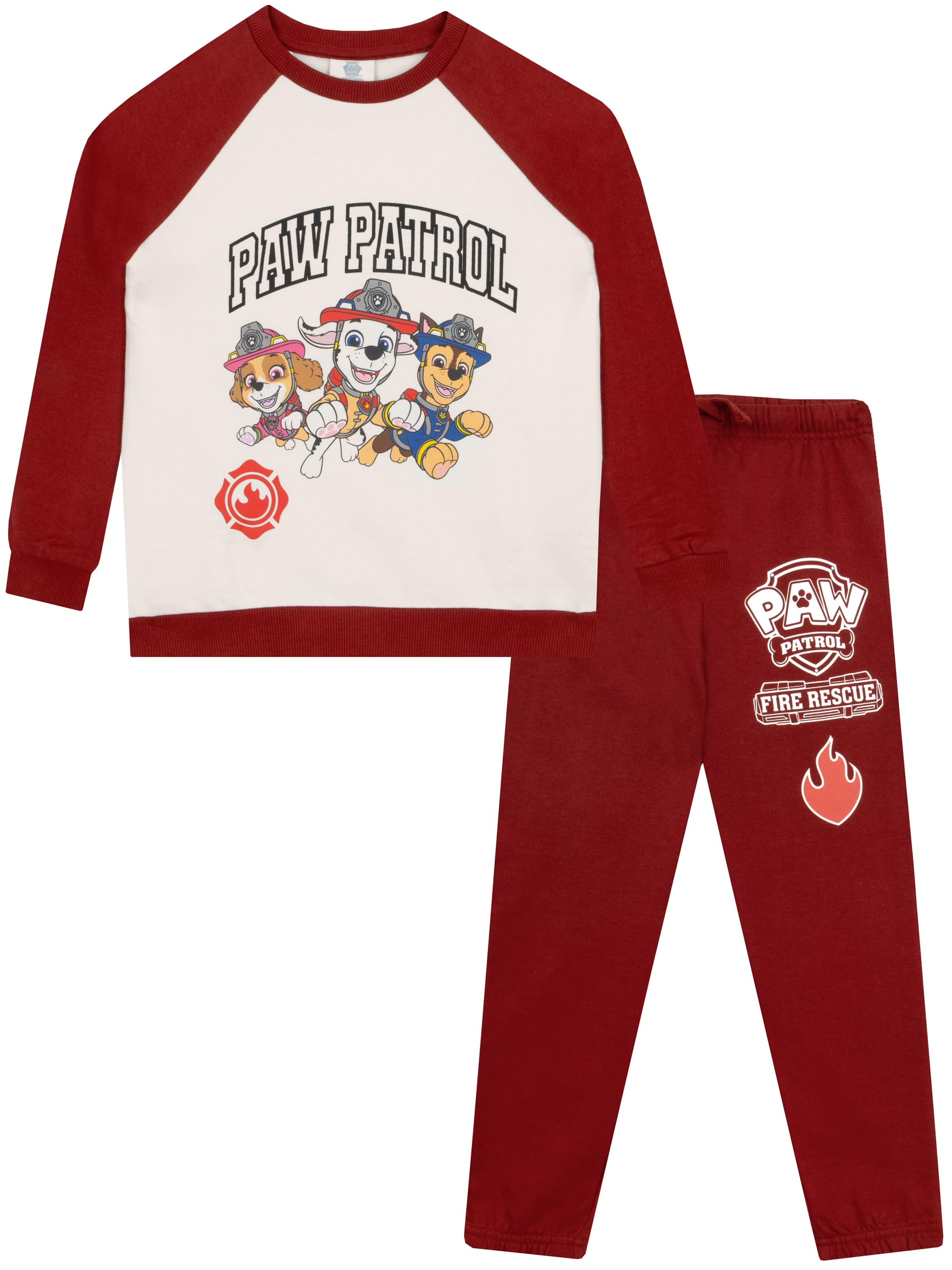 Paw Patrol Clothes, Marshall, Skye, Chase Fire Rescue Boys Tracksuit, Kids Tracksuit, Kids Joggers And Sweatshirt, Red 7-8 Years
