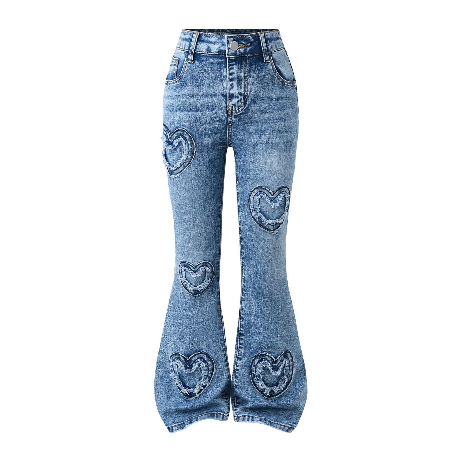 Jeans svasati per ragazze, comodi, elastici, con fondo a campana, pantaloni in denim, per bambini, alla moda, per la scuola, per bambini