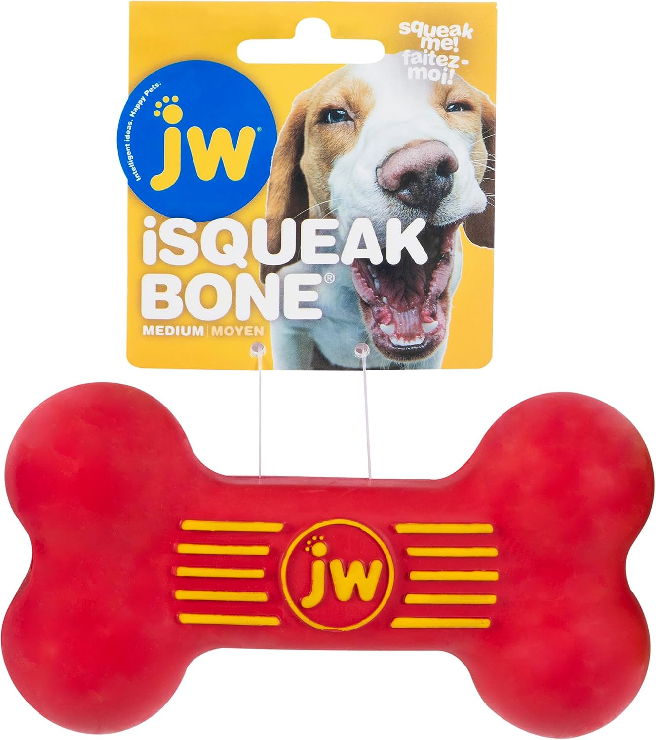JW Pet Dog iSqueak Bone Dog Toy, Large, Assorted Colors