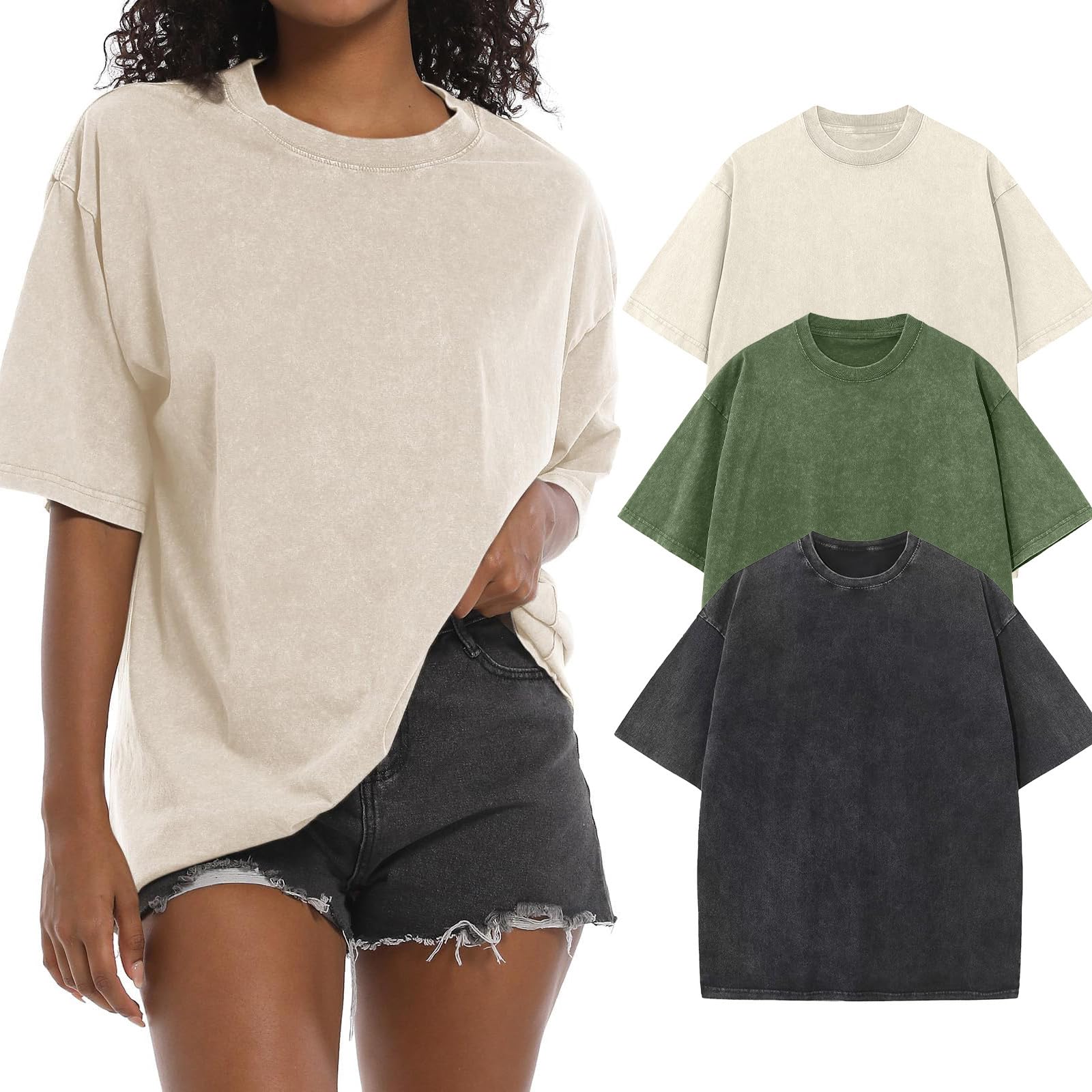 Oversized Tshirt for Damen Rundhals Kurzärmeliges Tops Casual Lockere Basic Sommer Tee Shirts Bluse