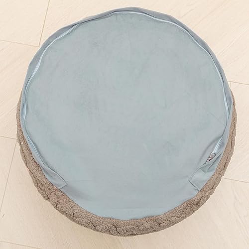 Miniatura 55 de Asuprui Puf otomano de relleno, puf de suelo, reposapiés redondo de 20 x 12 pulgadas, puf de piso, silla plegable de almacenamiento para sala de Puf