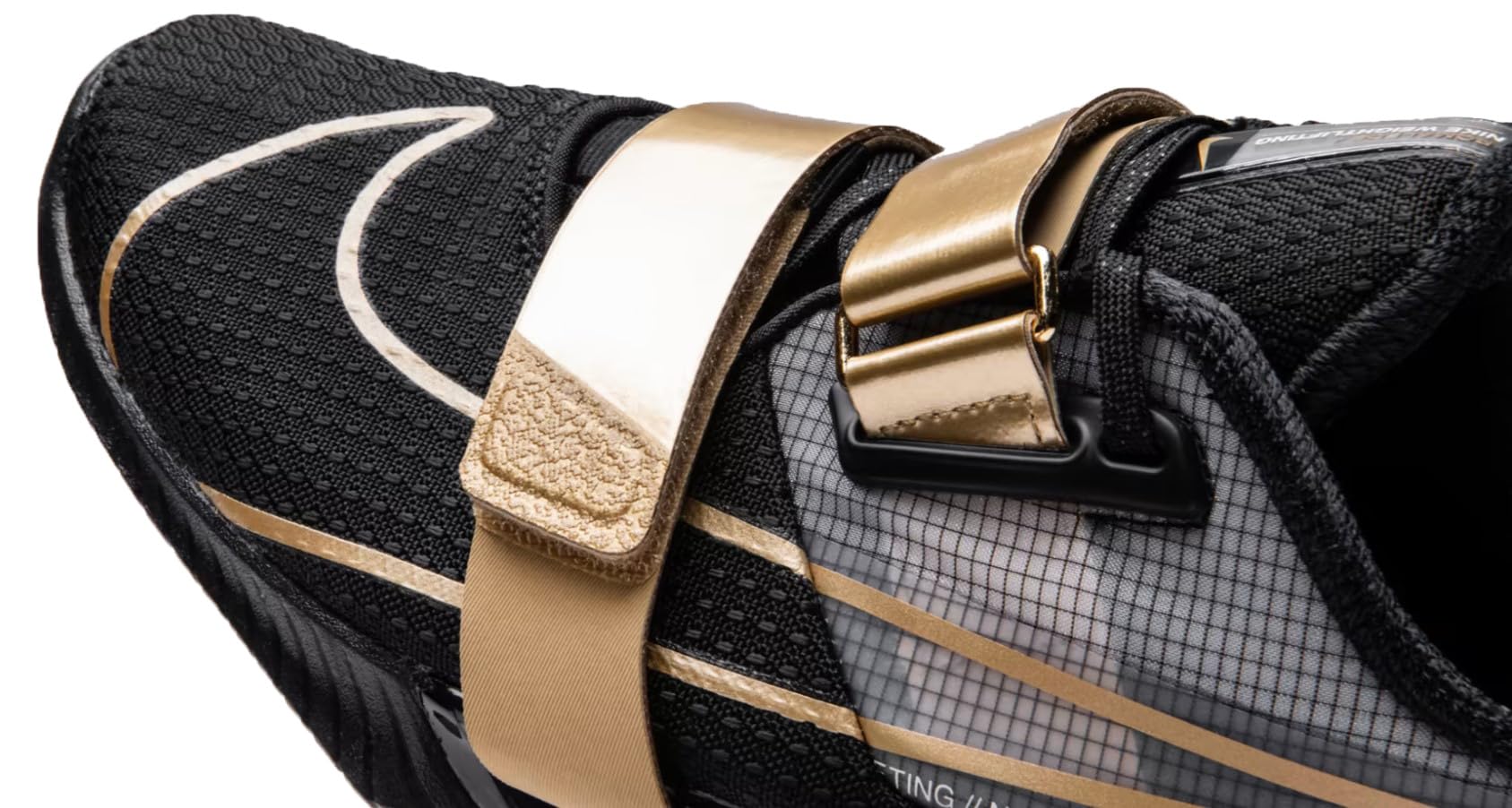 Nike Romaleos 4 Weightlifting Shoes (CD3463-001, Black/Metallic Gold/White/Metallic Gold) Size 9