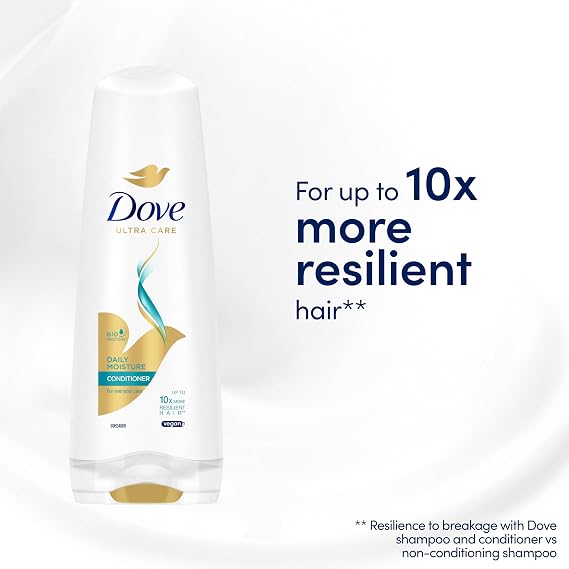 Dove Ultra Care Daily Moisture Conditioner strengthens and moisturises for up to 10x more resilient hair* for everyday hair care 200 ml