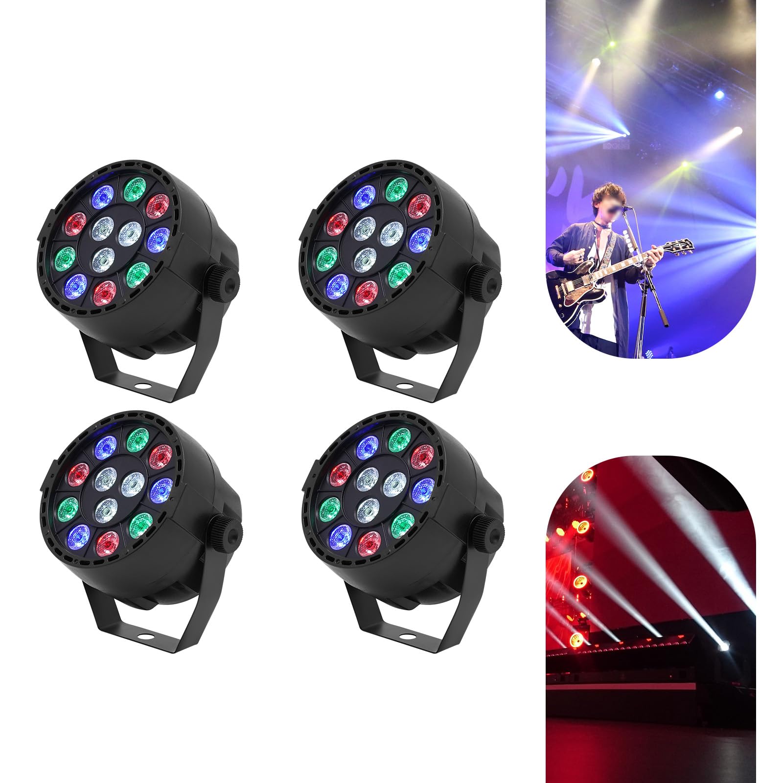 4 pezzi RGB LED per palcoscenico, luce da festa con telecomando, luce da discoteca, fari, illuminazione colorata, faretto da teatro, per DJ discoteca party effetto palcoscenico 15 W