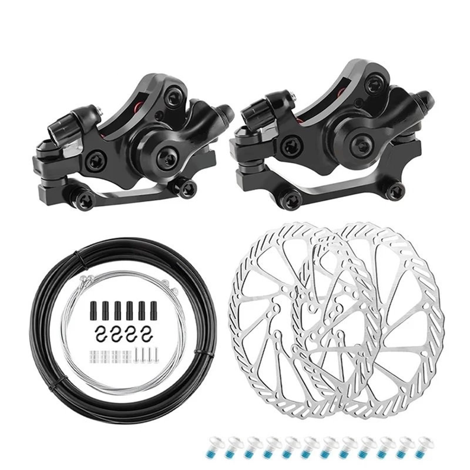 AIQWOJD Bike Rear Brake Drum Bike Brake Rear Drum MTB Disc Brake Set Disc Brake Caliper Hydraulic Hose Cable 140mm 160mm Rotor Bicycle 22.2mm Brake Lever(B-160mm Set - Cable)