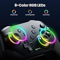 Vista 2 de VOYEE Controlador inalámbrico para Switch, Controladores Pro compatibles con Switch/Lite/OLED/PC, Gamepad de emparejamiento de un botón con LEDs RGB