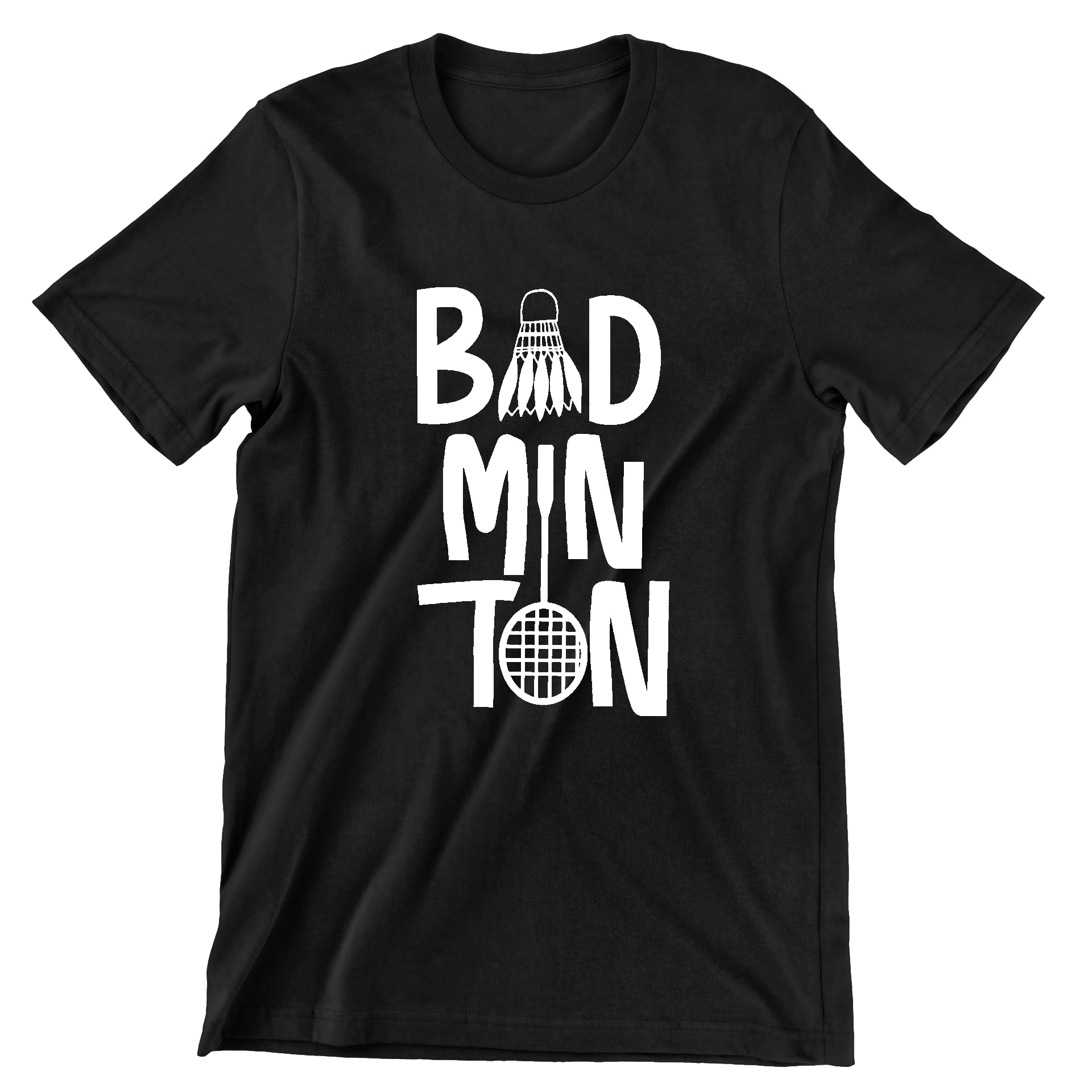 Prime Thread Graphic Printed T-Shirt for Men | Badminton | Half Sleeve | Round Neck | 100% White Cotton