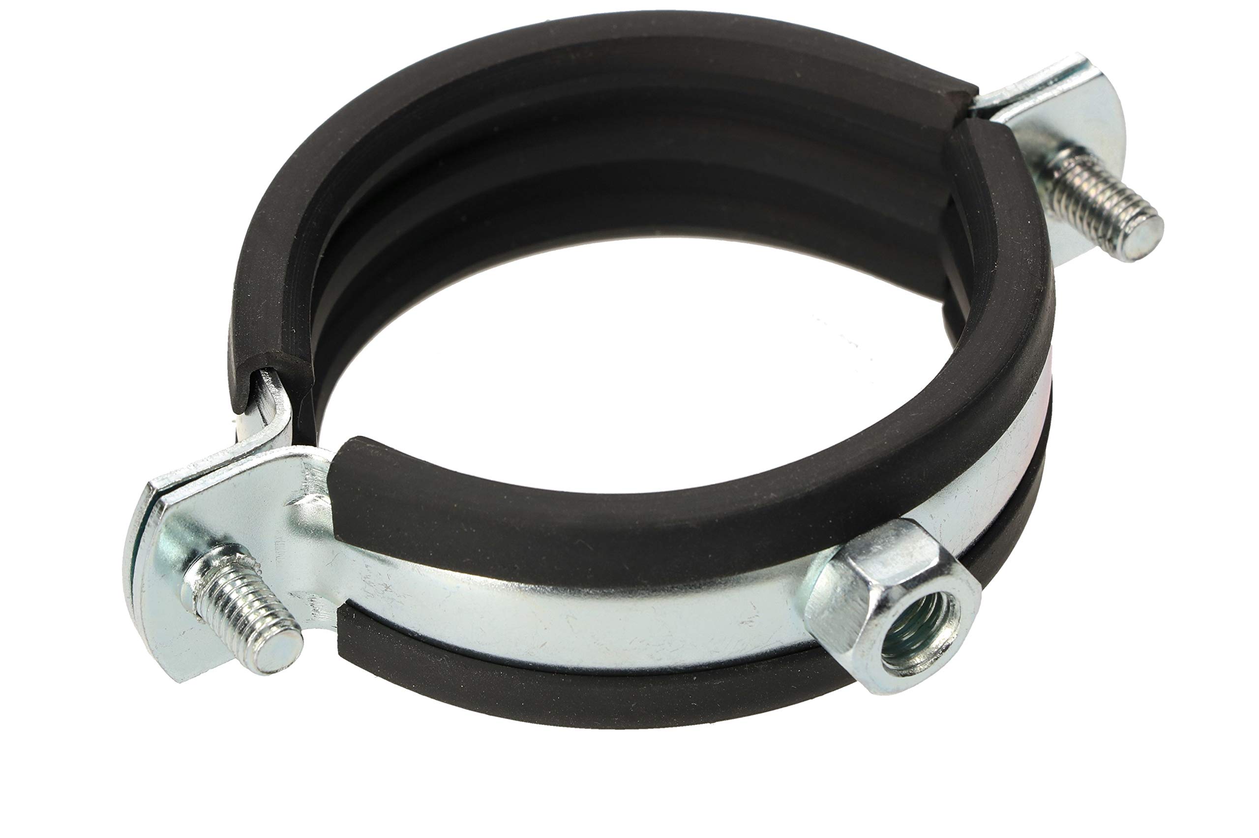 KOTARBAU® 10 pces. Collier de Serrage Tuyau - Acier Galvanisé - 2" - Fixation pour Tube - Collier de Fixation - avec Joint en Caoutchouc - avec Chevilles - Noir Argenté