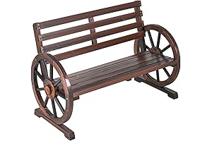 Aoxun Rustic Wooden Horse Wagon Bench: 41" Outdoor Garden Bench for Your Outdoor Living Space
