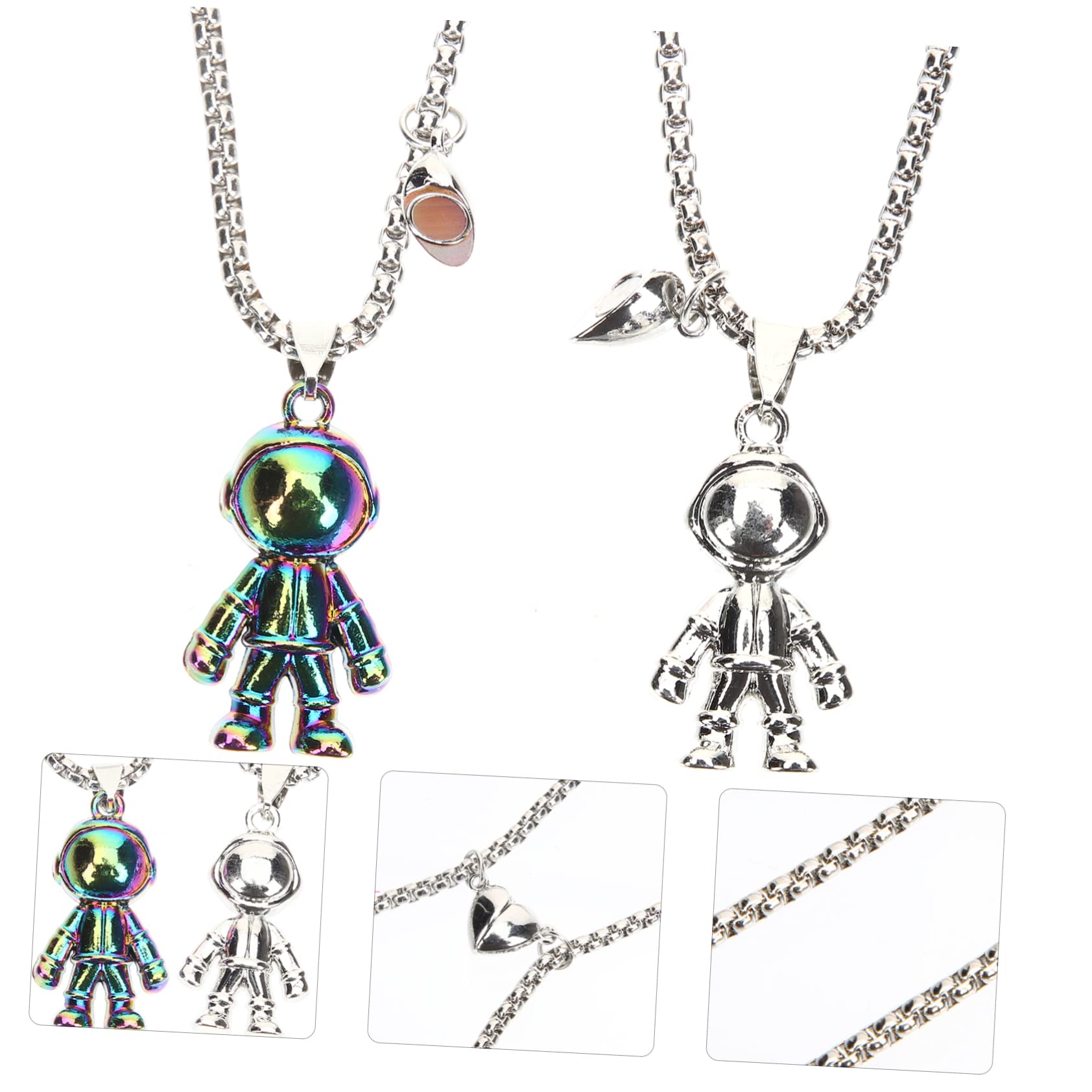 CALLARON 5 Pares Collar De Astronauta Collar De Joyas De Novio Collar Para Novio Collar a Juego De Pareja Collar De Relación Colgante Imán Acero Inoxidable Hombres y Mujeres