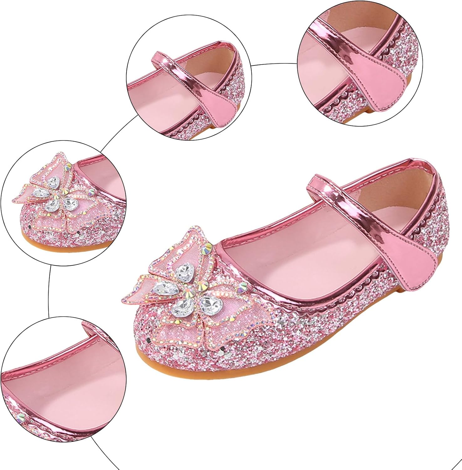 IWIHMIV Girls School Shoes with Straps Comfortable Non Slip Flat Shiny Princess Mary Jane Dress Shoes with Bow