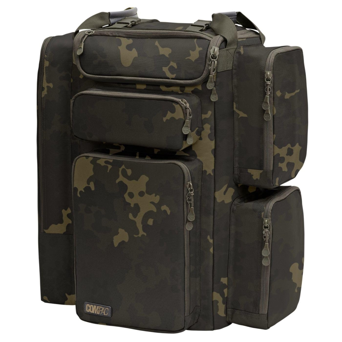 Korda Compac Rucksack 60 Dark Kamo, 60 Litre, Durable Fabric, Waterproof Base, Adjustable Harness, Multiple Pockets