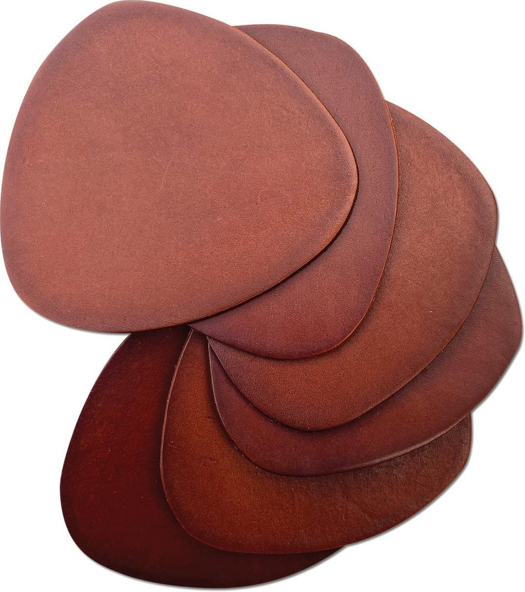 Brute Strength, Full grain leather coasters, Cognac, Semi-round, 10 pcs, Ovale coaster for glass, Coasters for drinks