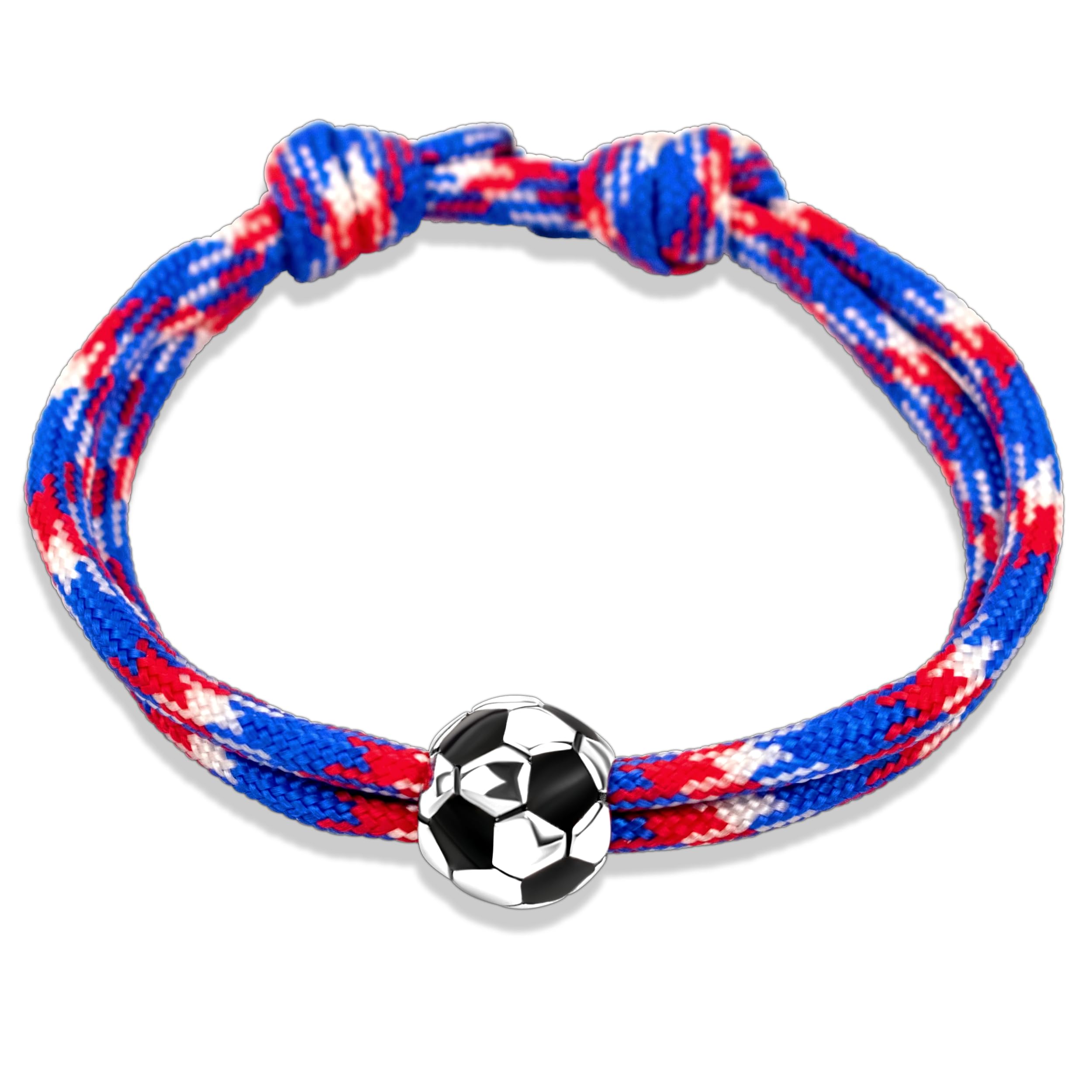 Ernestine - Bracelet Football réglable acier inoxydable - Idée cadeau foot homme enfant - Bracelet sport Foot - Cadeau Homme Noël anniversaire fête des pères - accessoire équipe Football