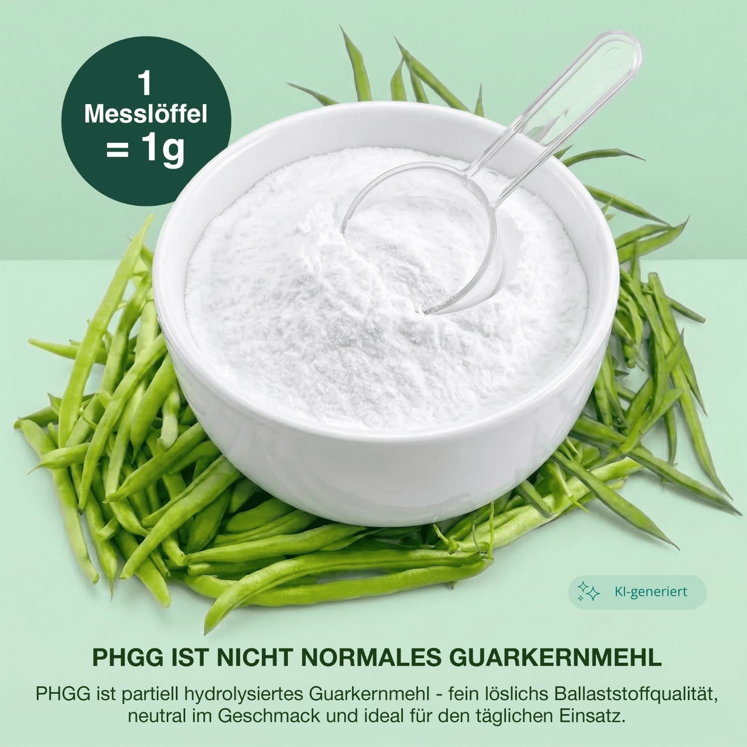 He-Ju PHGG Poudre de fibres (Fibalance®) 300 g, fibres FODMAP 60 portions, 100 % poudre PHGG avec cuillère doseuse de 1 g, neutre et bien soluble, testée en laboratoire