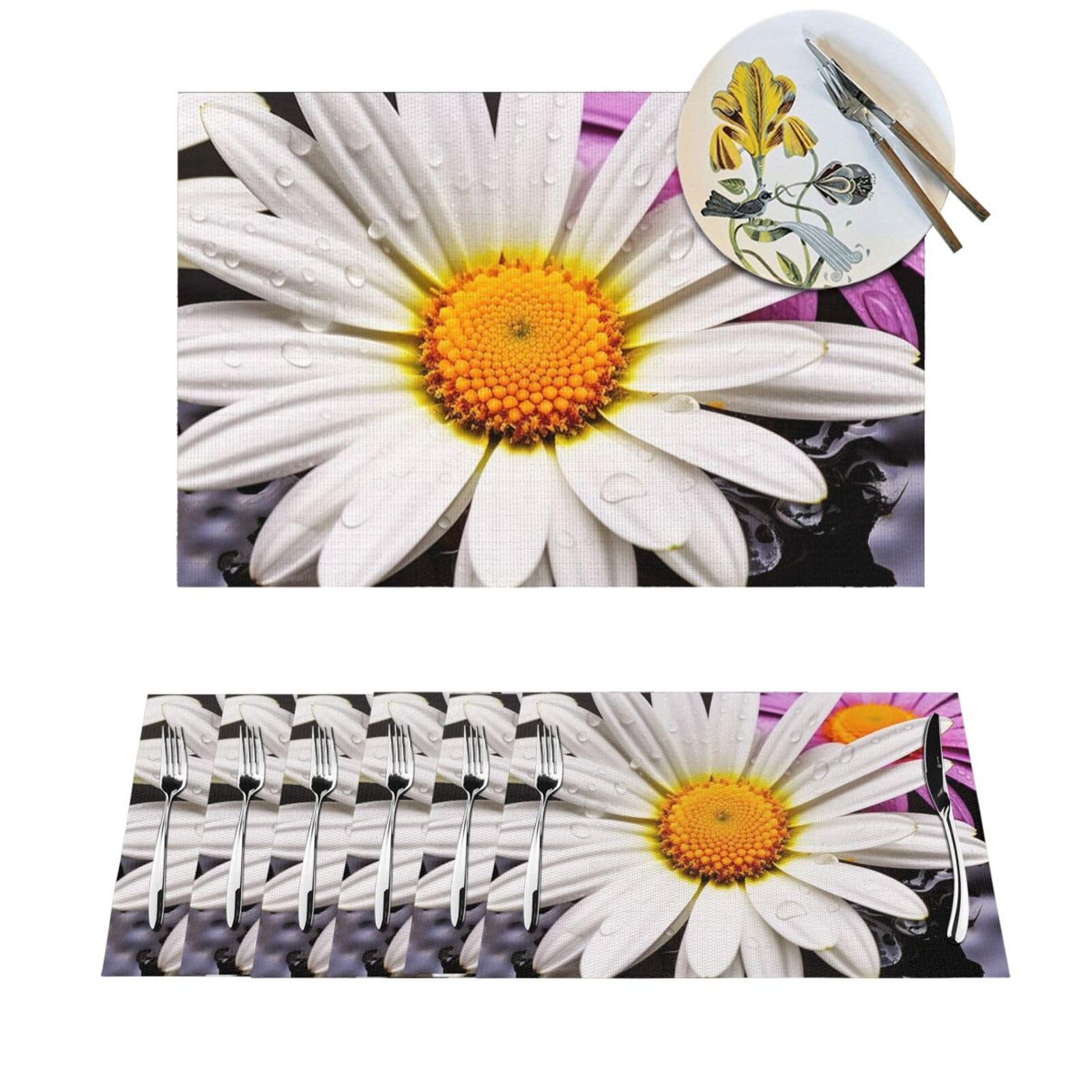 Sets de table tissés anti-brûlure à marguerites pour protéger vos tables des taches