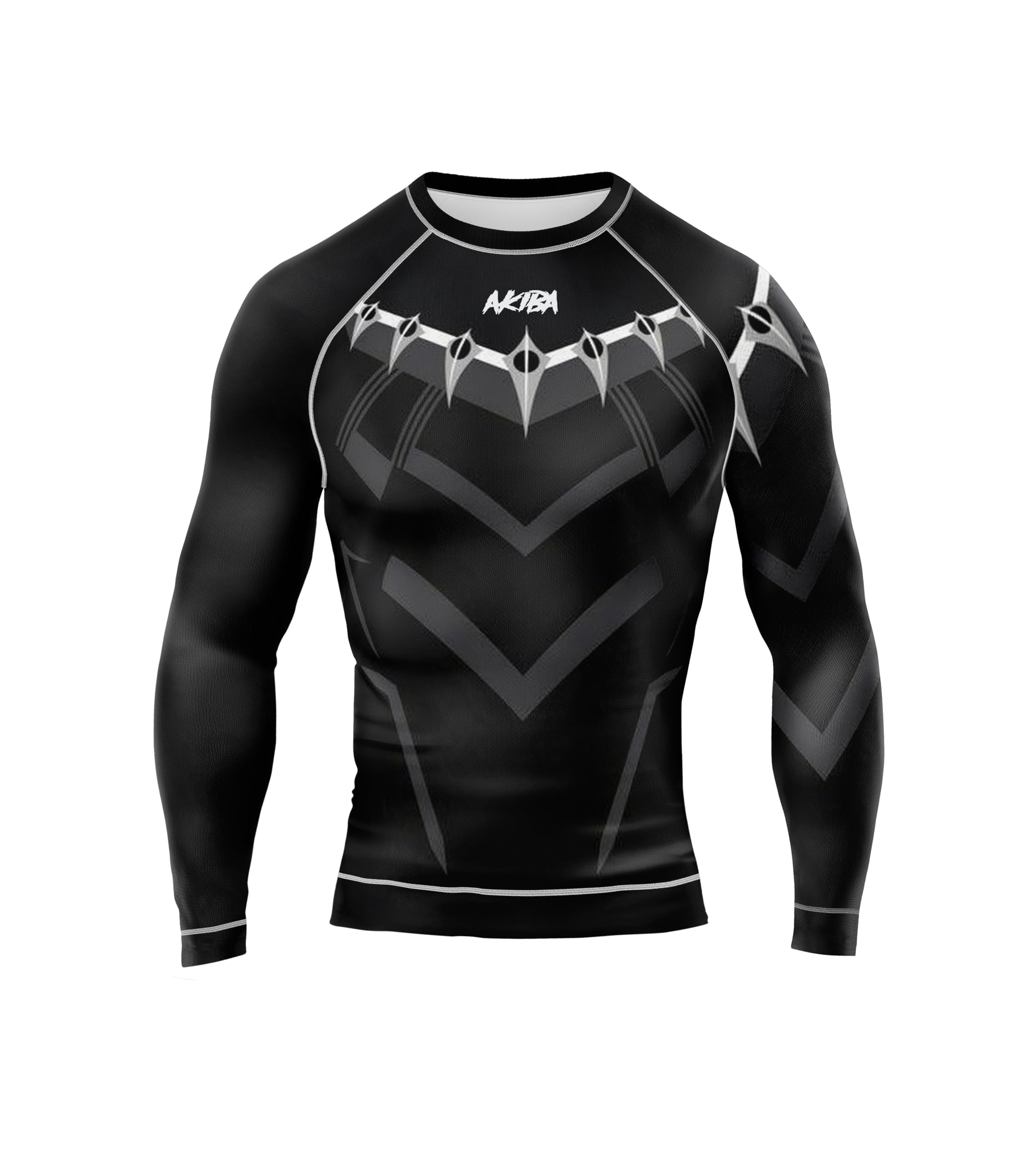 AKIBA Full Sleeve Compression Rash Guard for Men (Black, 44) | Performance Fit Athletic Shirt for MMA, BJJ, Gym, Running, Cycling | Moisture-Wicking, Durable, Crew Neck Design | Protection & Comfort 3