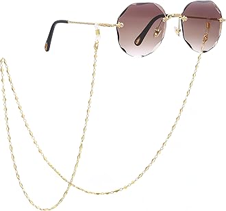 PEARLADA 18K Gold Eyeglass Chain Sunglasses Strap Holder Reading Glasses Retainer Gold Beaded Chain String Cord Lanyard