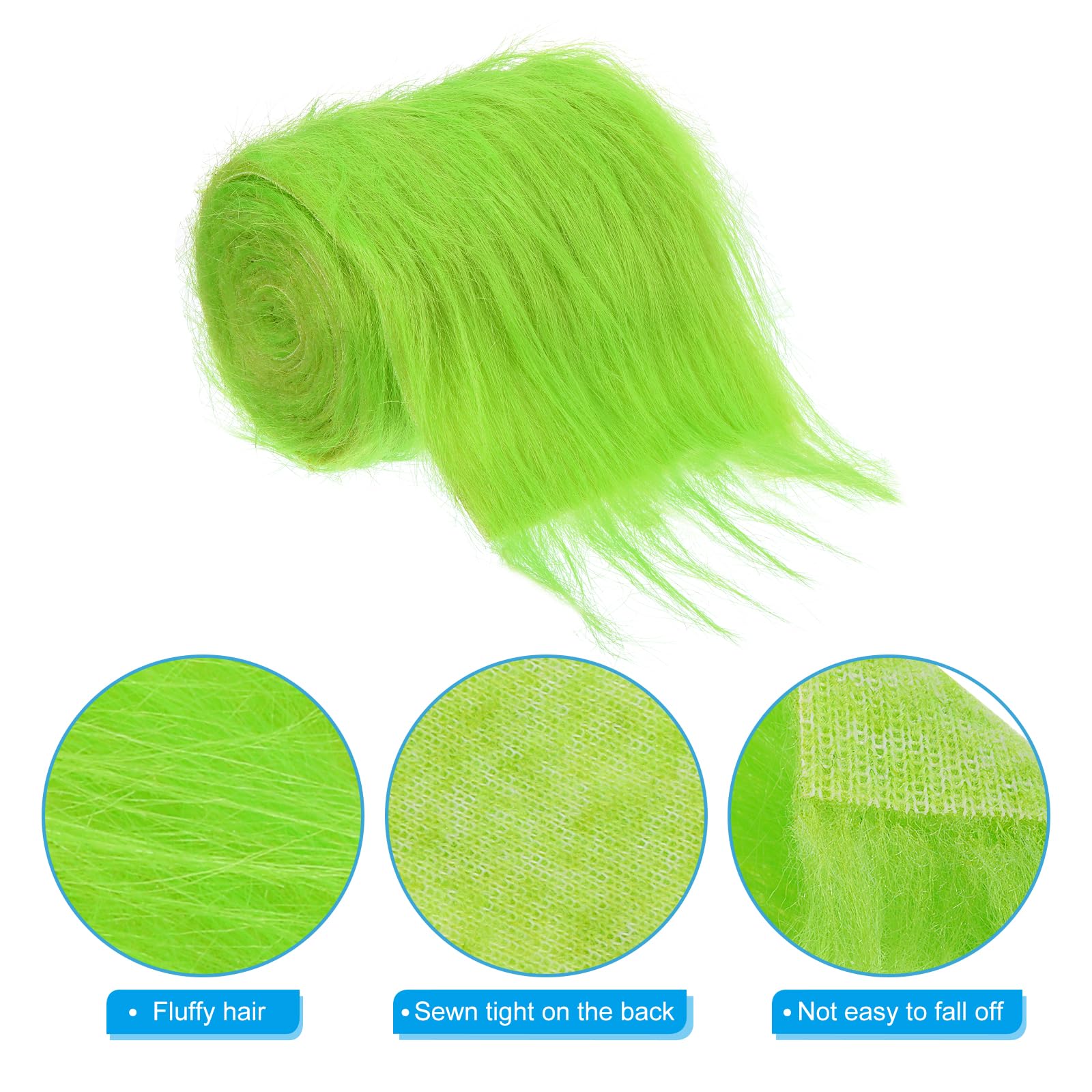 PATIKIL Plush Faux Fur Fabric Precut Strips, 59" x 4" Fluffy Faux Fur Ribbon for DIY Crafts Christmas Halloween Gnome Beard, Green - Image 4