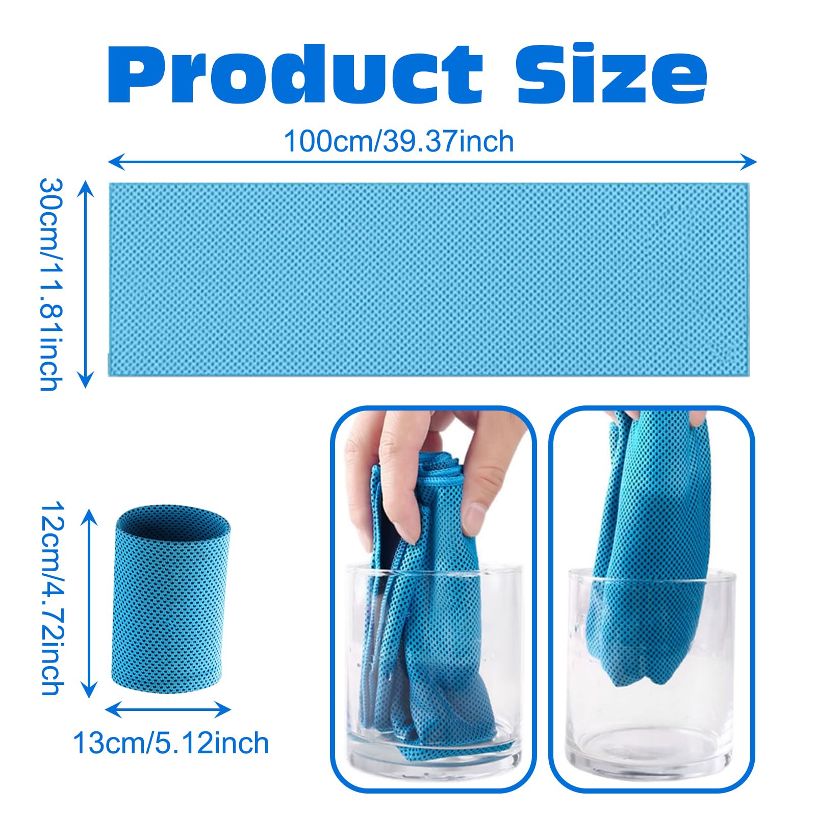 Asciugamano Raffreddamento Sportivo 100x30cm con Fasce da Polso per Golf Tennis Yoga