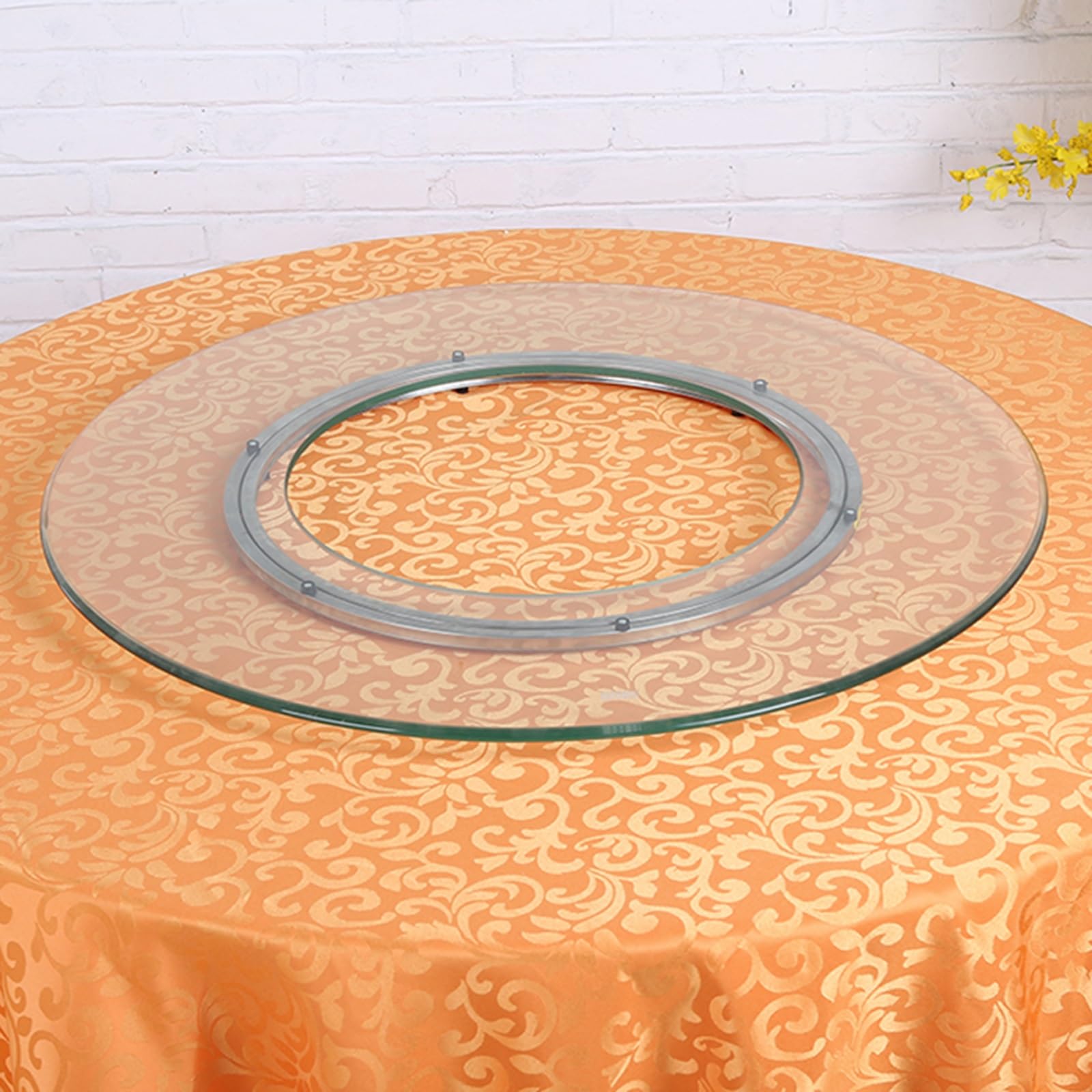 Plateau rotatif transparent Lazy Susan en verre avec roulement silencieux