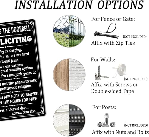 Miniatura 3 de Letrero de metal con texto en inglés No Soliciting Do Not Ring the Doorbell (Baby Is Sleeping) para puerta de casa, dormitorio, decoración de pared