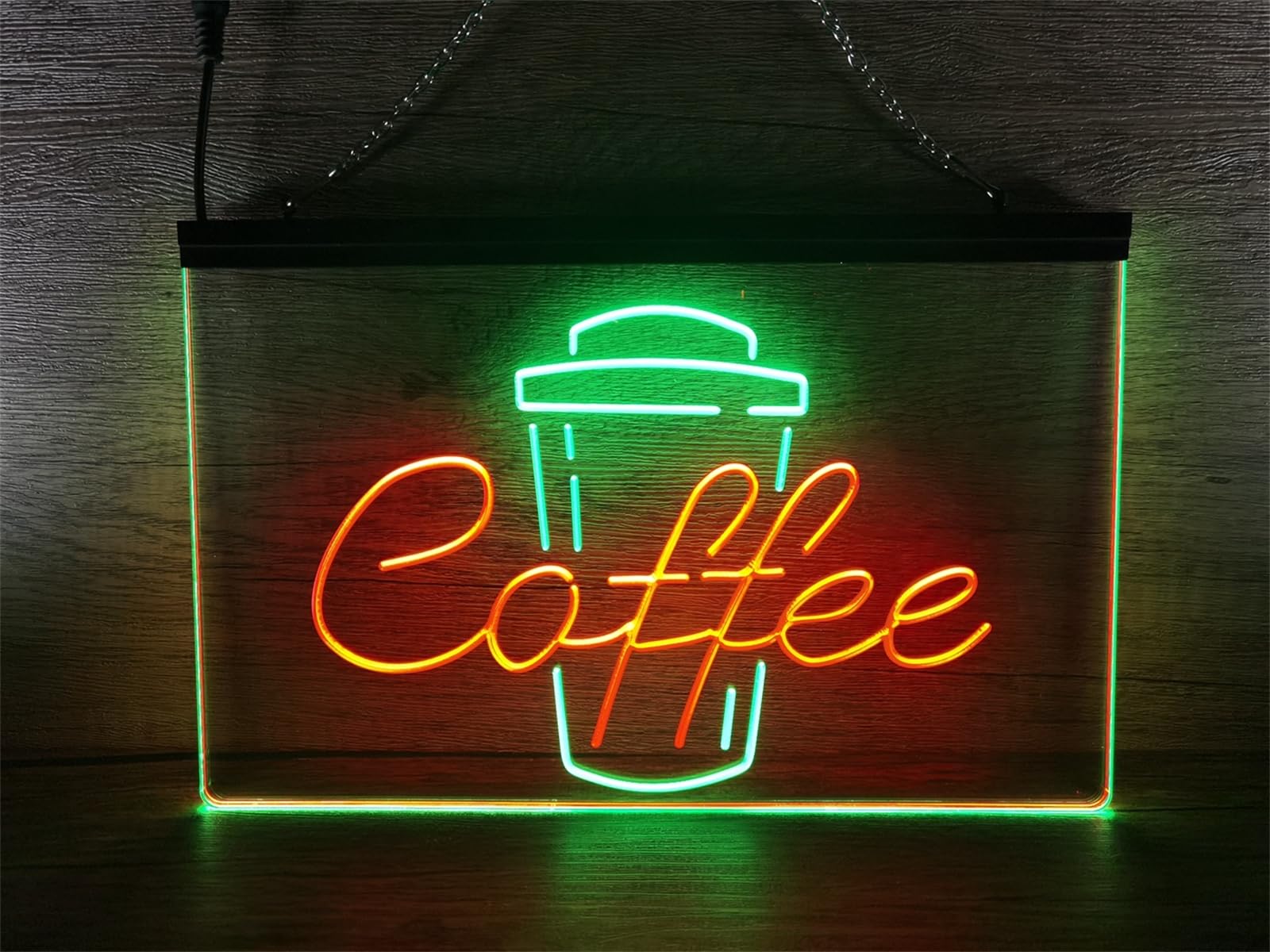 Zayeksole Green Red Coffee Neon Sign For Wall Decor, Dual Color Dimming Usb Powered Led Neon Lights For Coffee Bar,Coffee Shop,,40X30cm