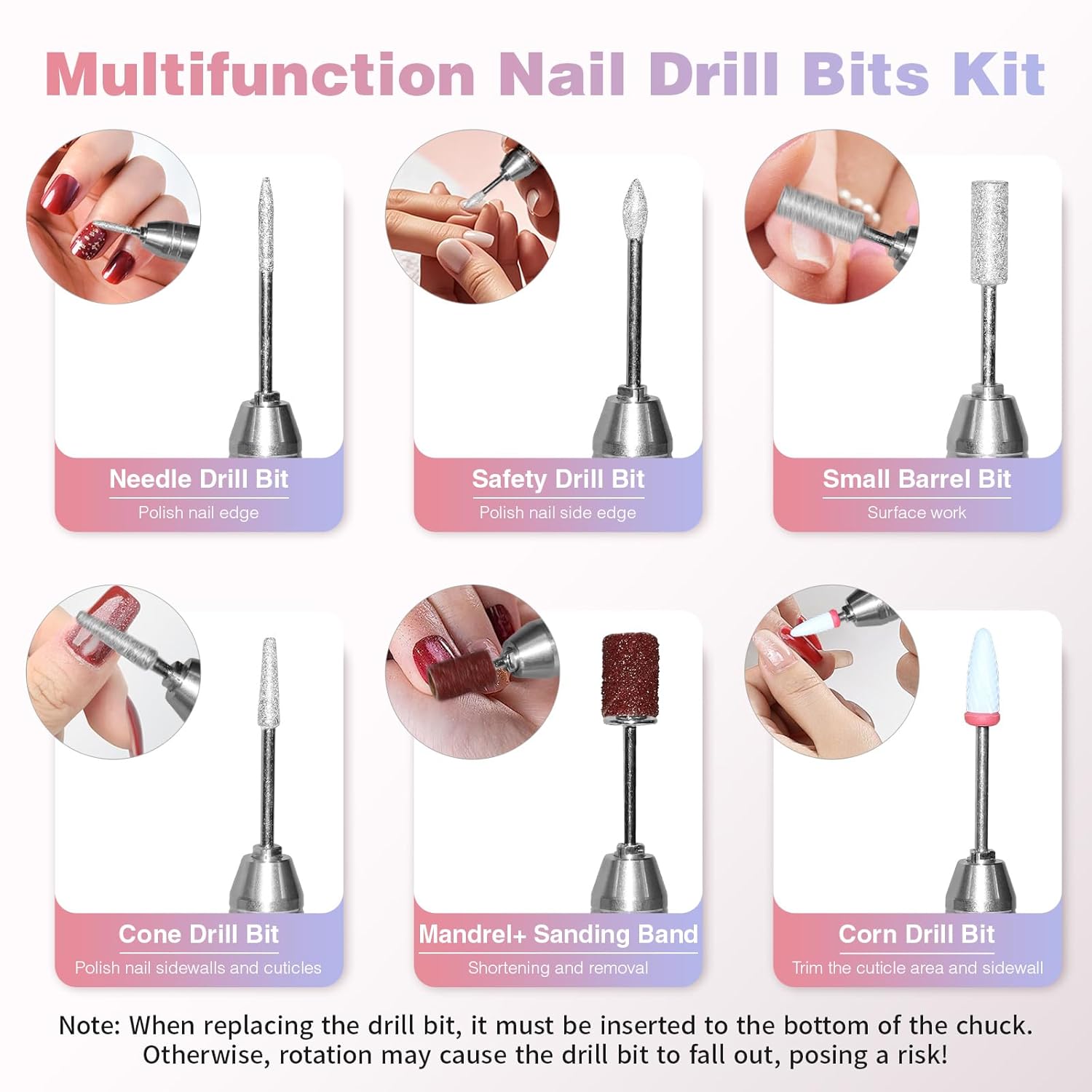 Electric Nail Drill Machine Professional, 40000 RPM Cordless Nail File with Silent Brushless Motor, Portable Rechargeable Nail Drill and Bits for Acrylic Gel Nails Polishing Removing
