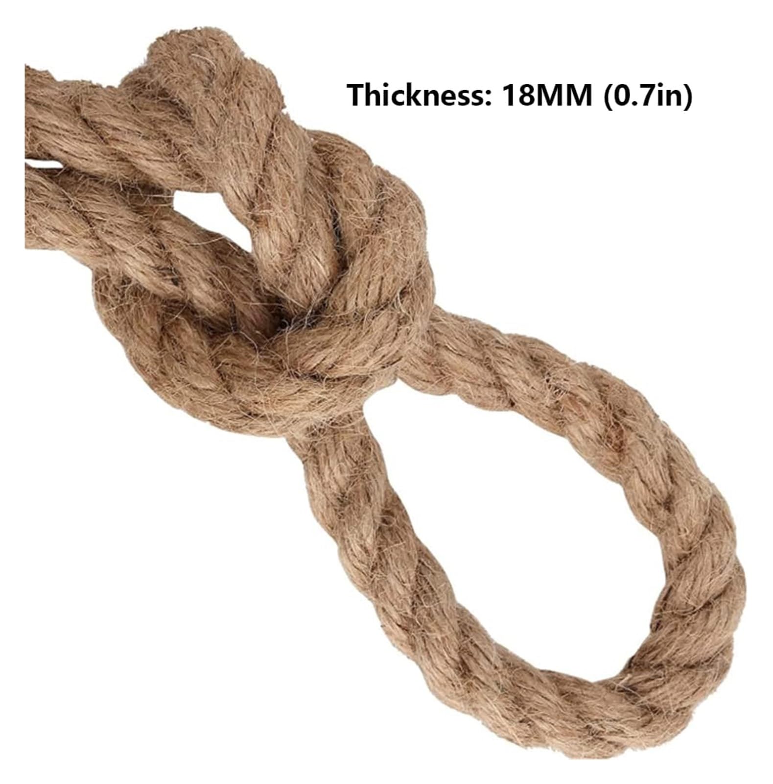 Sznur jutowy, Lina konopna Gruba lina z juty Wisted Manila Lina Przeciąganie liny Ogród Camping Decking Lina sznurkowa do ogrodu(18MM 10M)