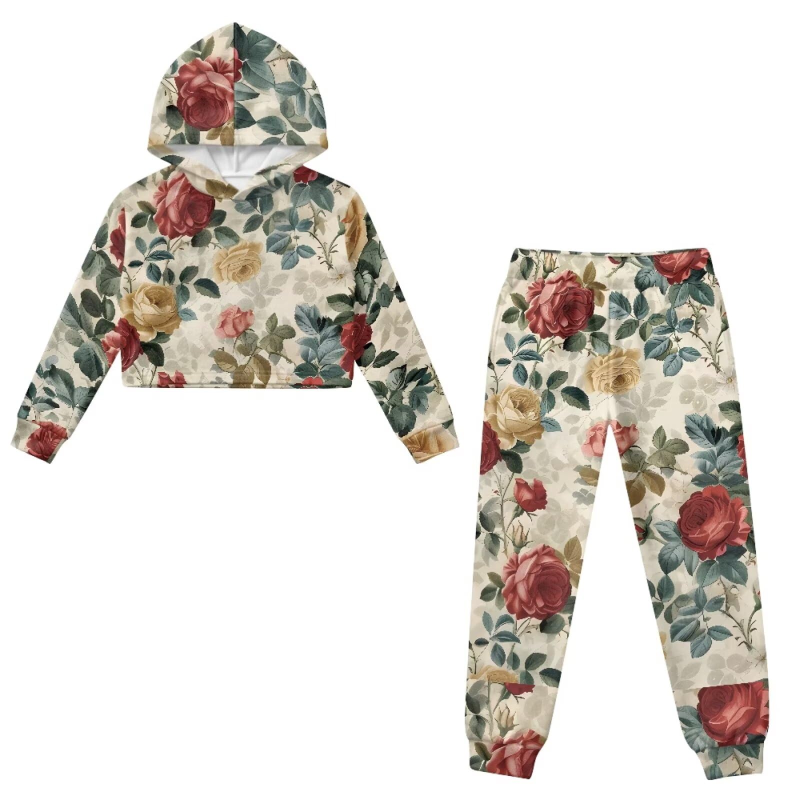 chaqlin Conjunto de 2 piezas con capucha y pantalones deportivos con bolsillo lateral para niñas