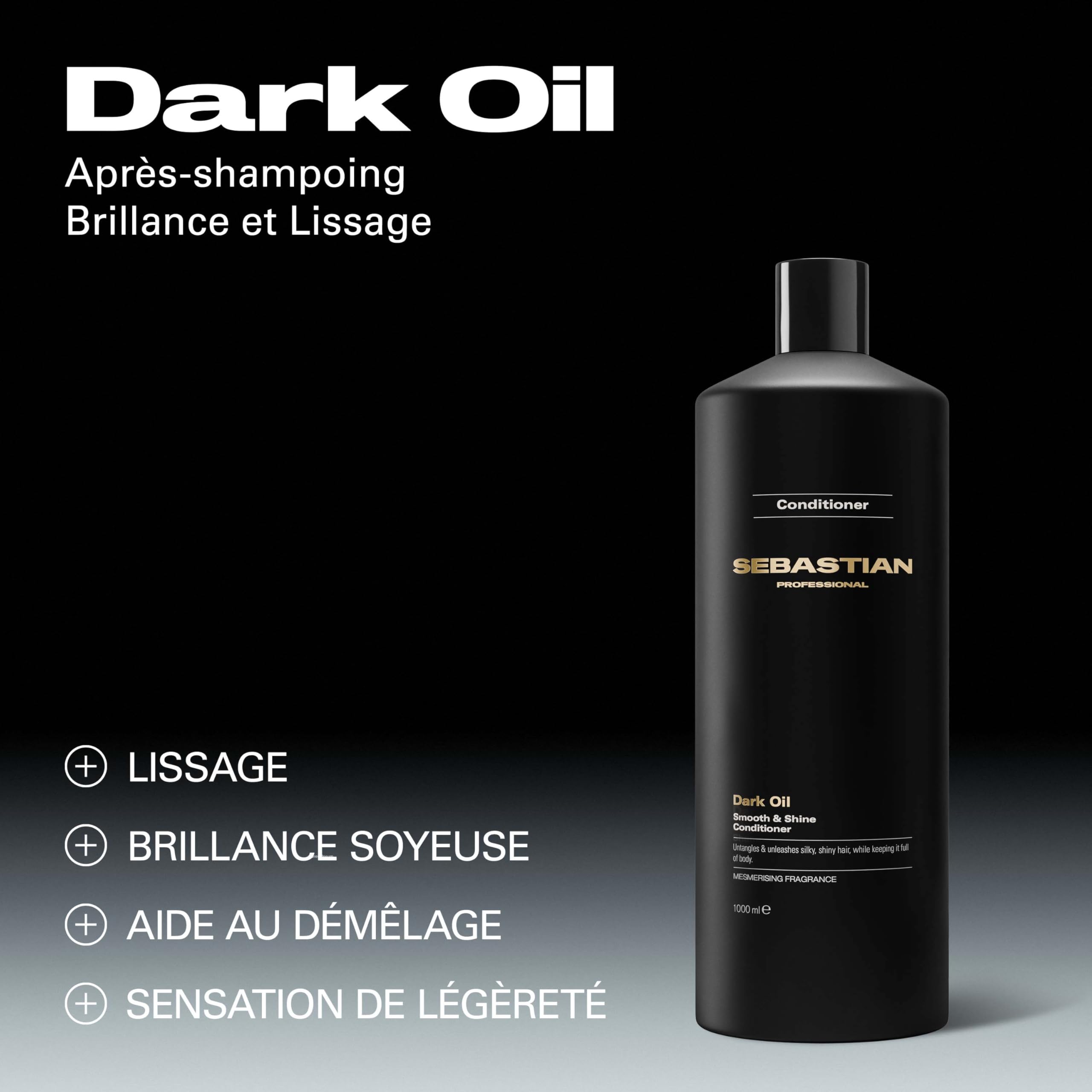 Sebastian Professional Dark Oil – Après-shampoing brillance et lissage professionnel, hydrate et discipline les cheveux
