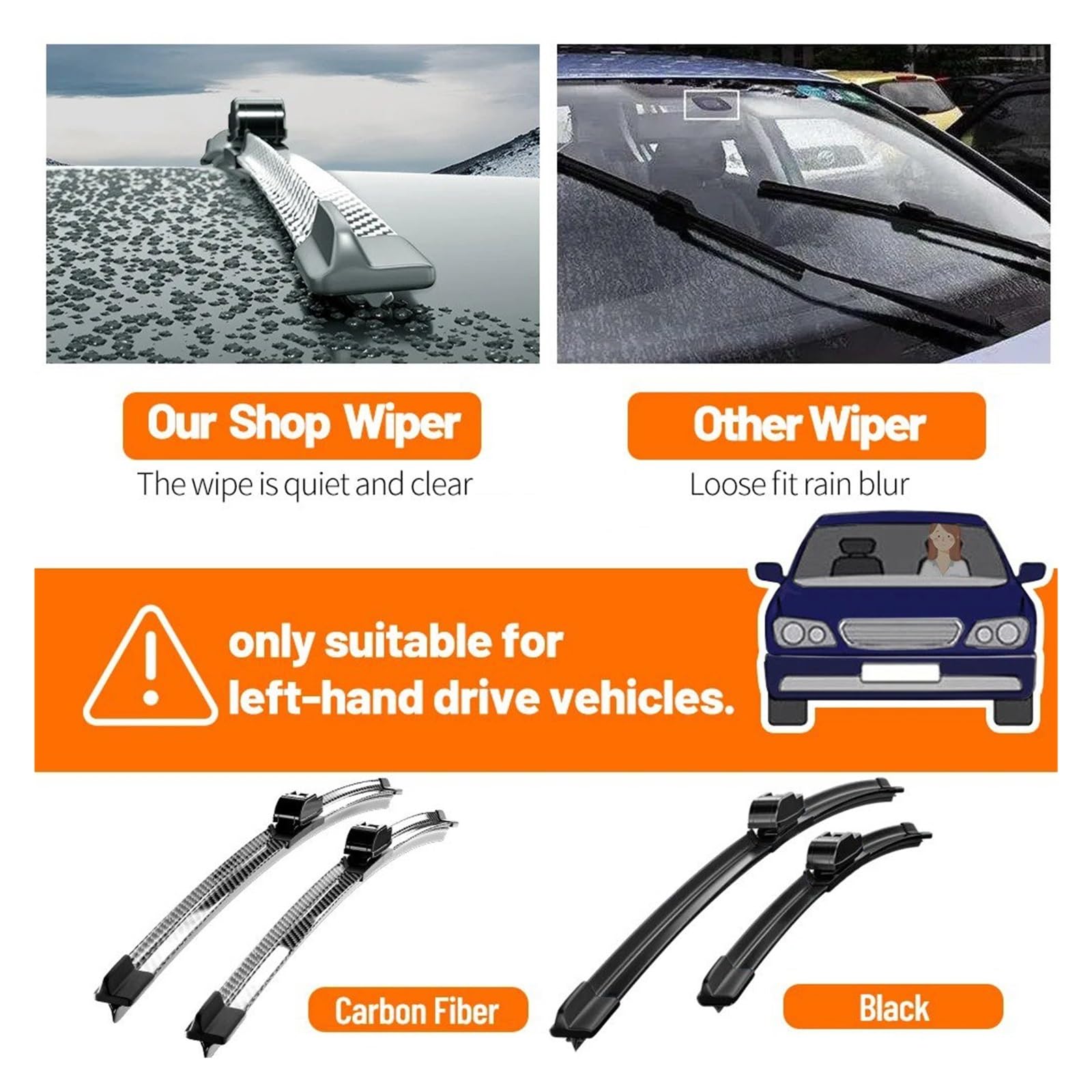 Escobillas Iimpiaparabrisas Para Toyota C-HR Para CHR 2016-2023 2 Escobillas Limpiaparabrisas Delanteras De Fibra De Carbono Escobillas Iimpiaparabrisas Belanteras