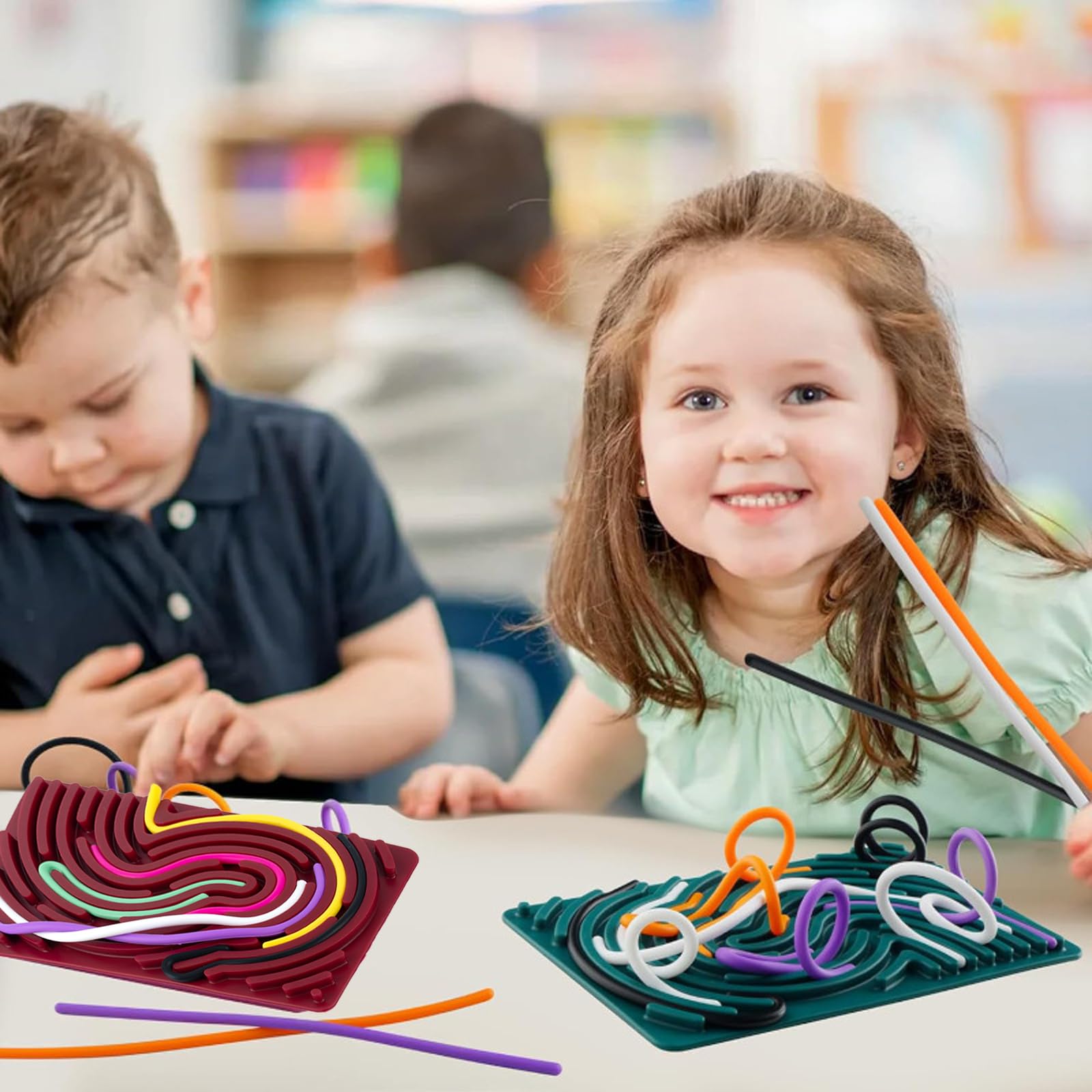 AYNKH Ultimate Sensory Toys Bundle, 2 Silicone Fidget Boards with 22 Strings and 2 Mesh Bags Perfect for Autism ADHD and Special Needs Developmental Toys Activities - Image 4