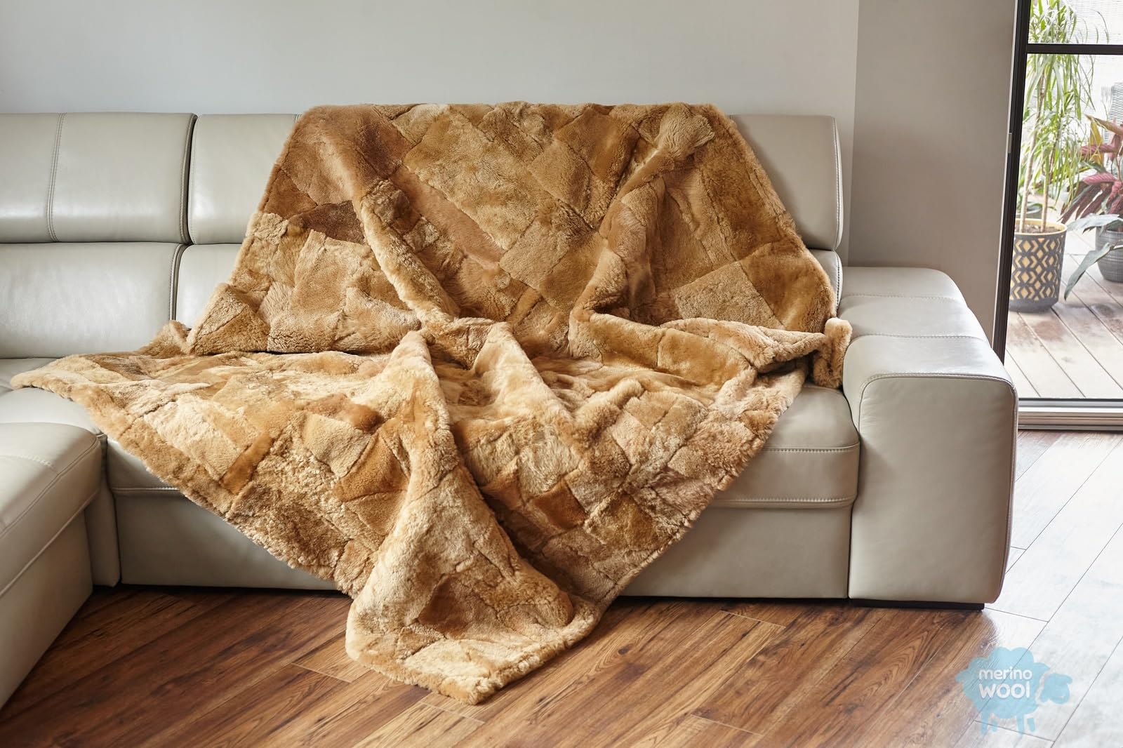 Merino Wool - Toscana Lammfelldecke 200x160 cm Schearz Schaffelldecke Lammfell Decke Sofabezug