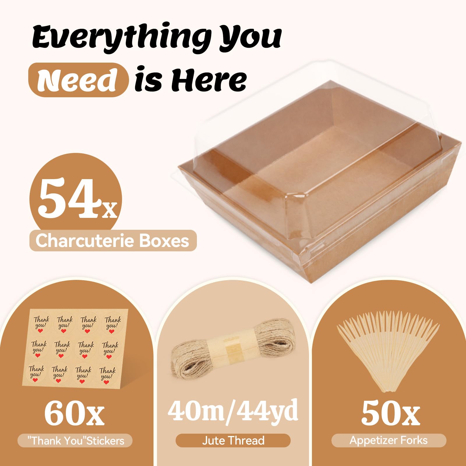 Confezione da 54 piccole scatole per salumi con coperchio trasparente, mini scatole di carta per salumi da asporto, contenitori usa e getta con coperchio, scatole da dessert per panini