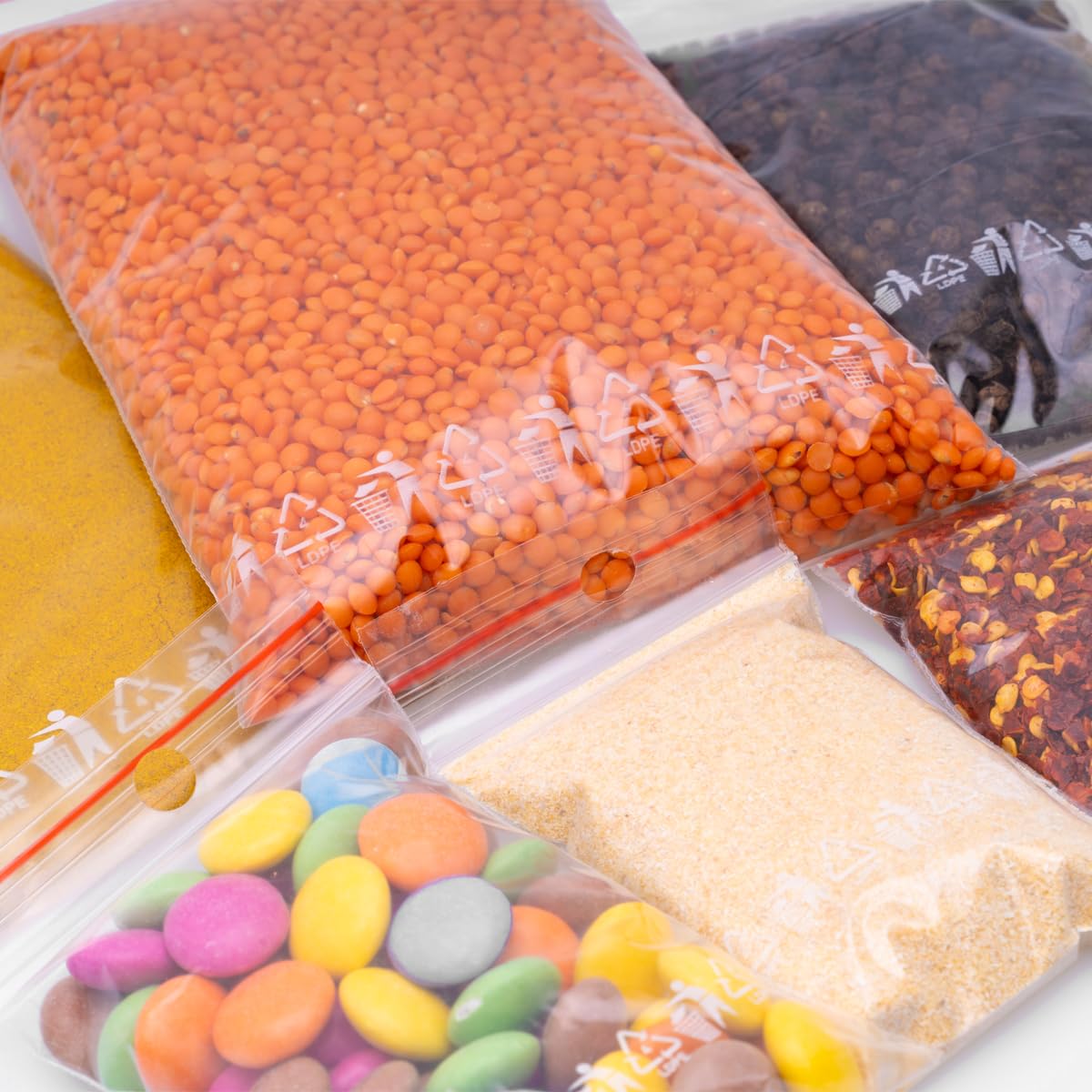 verpacking 10000 bolsas zip lock bolsas de polietileno bolsas zip varios tamaños 60 x 80mm, bolsas resellables, bolsas de plástico con cierre zip, bolsas de almacenamiento, bolsas transparentes