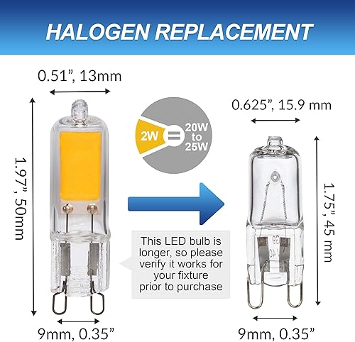 Miniatura 5 de Simba Lighting Bombilla LED COB G9 (paquete de 4) 2W T4 20W a 25W Reemplazo halógeno para colgantes, luces de techo, lámpara de escritorio, aplique