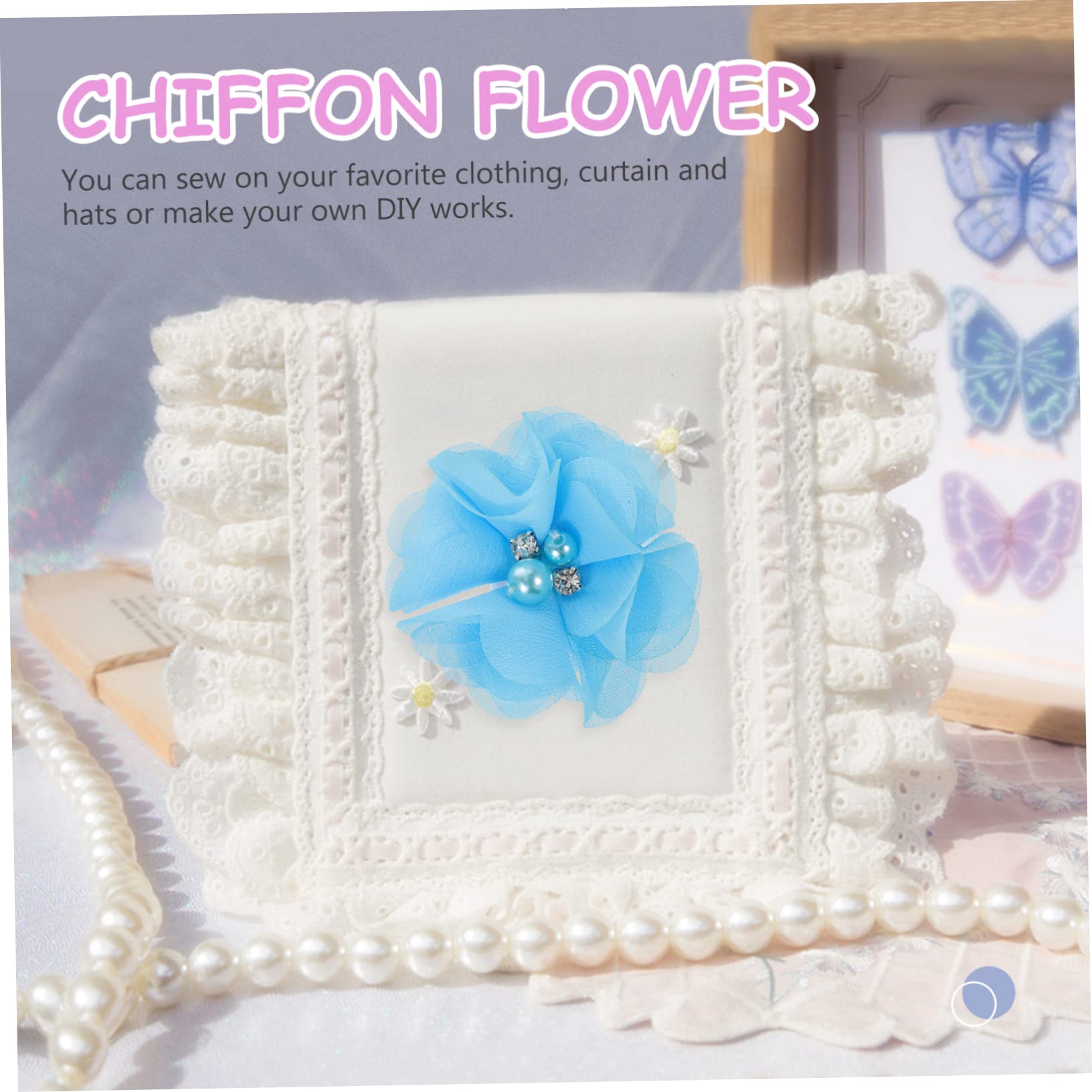 Operitacx 90stücke Chiffon Blumen Mit Strass Und Perlen Für Bastelarbeiten Haarschmuck Dekoration Hochzeiten Und Kleidung Zartes Design