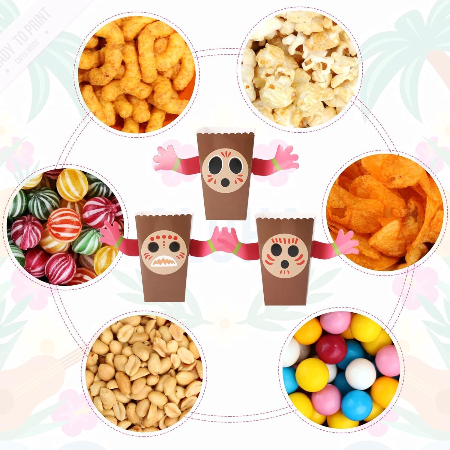Luau corn Box DIY Sna corn Box Hawaiian Party Supply