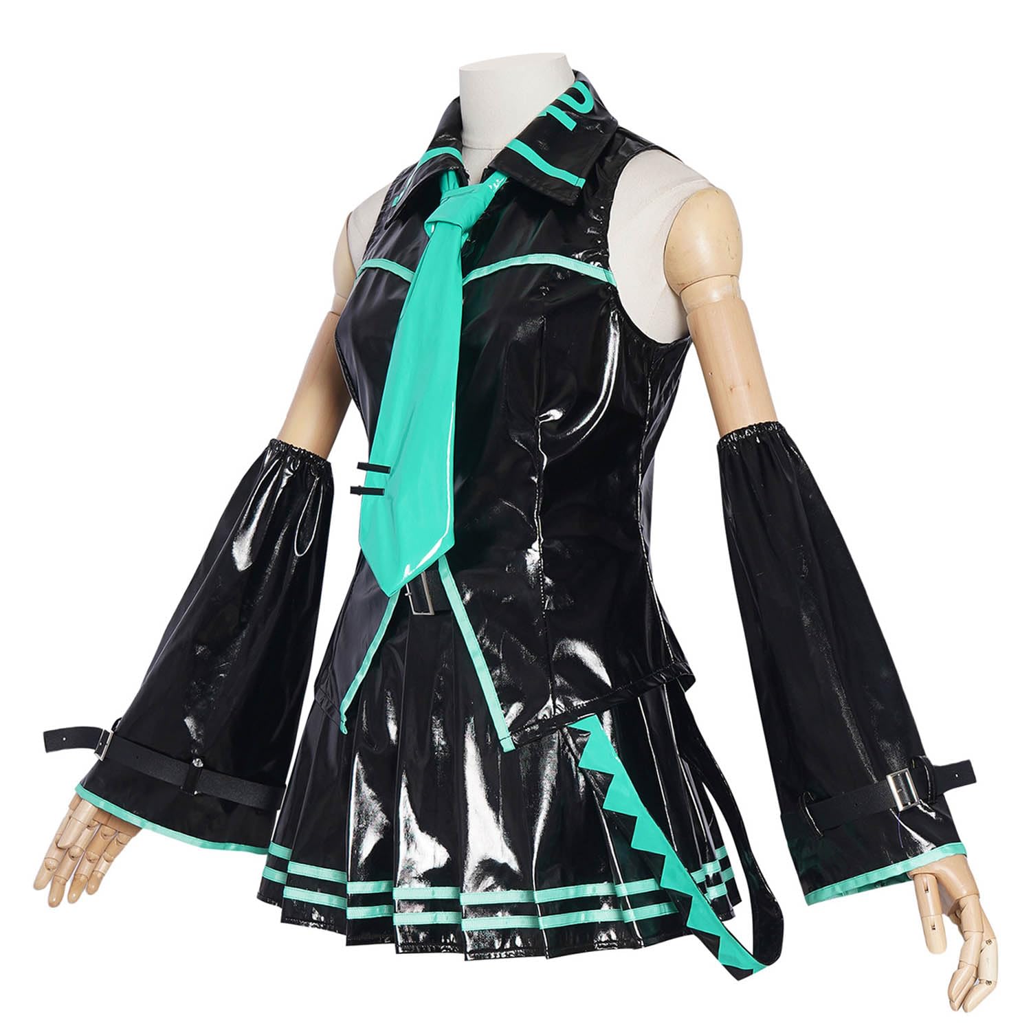Anime H'atsune M'iku Disfraz de cosplay Juego de role Uniforme Conjunto Completo Halloween Fiesta Carnaval Traje de Vestir con Peluca Tocado Gafas Pendiente para Mujeres