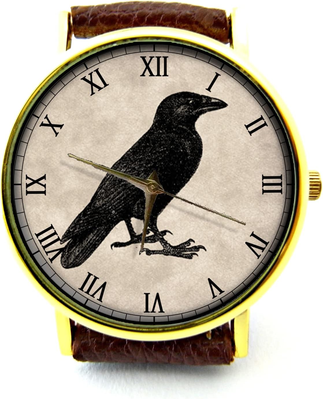 Victorian Gothic Crow Leather Watch, Crow Ladies Watch, Unisex Watch, Gothic Jewelry P336